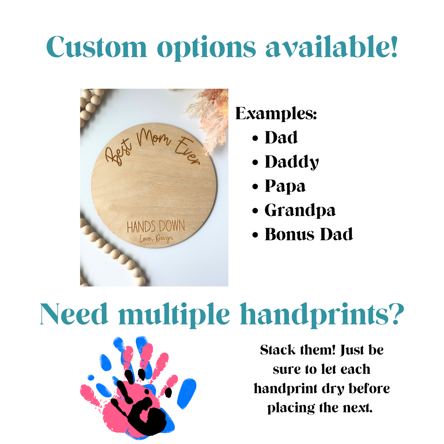 Best Dad Ever, Father's Day Handprint Sign