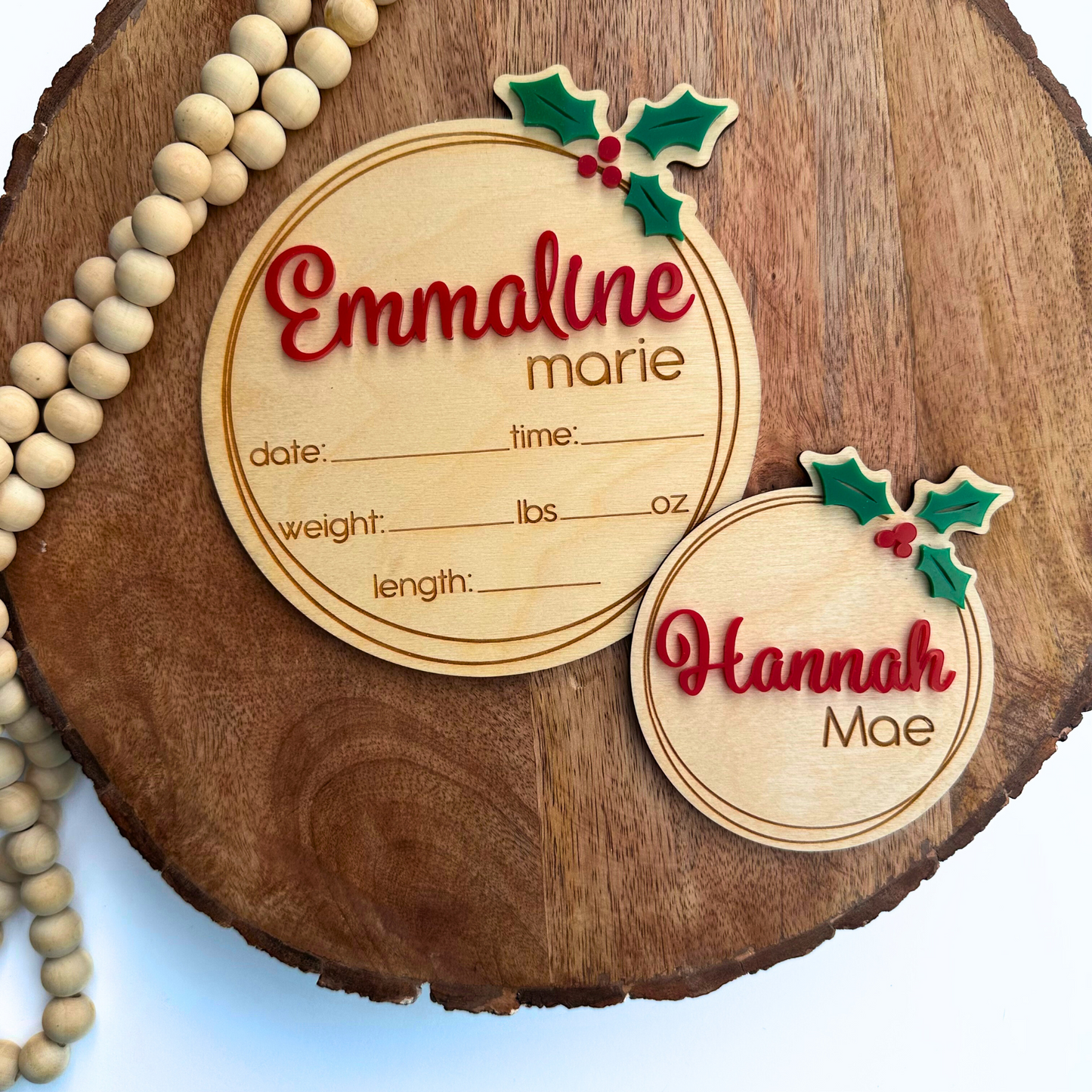 Christmas Baby Name Sign, Birth Announcement for Winter Baby