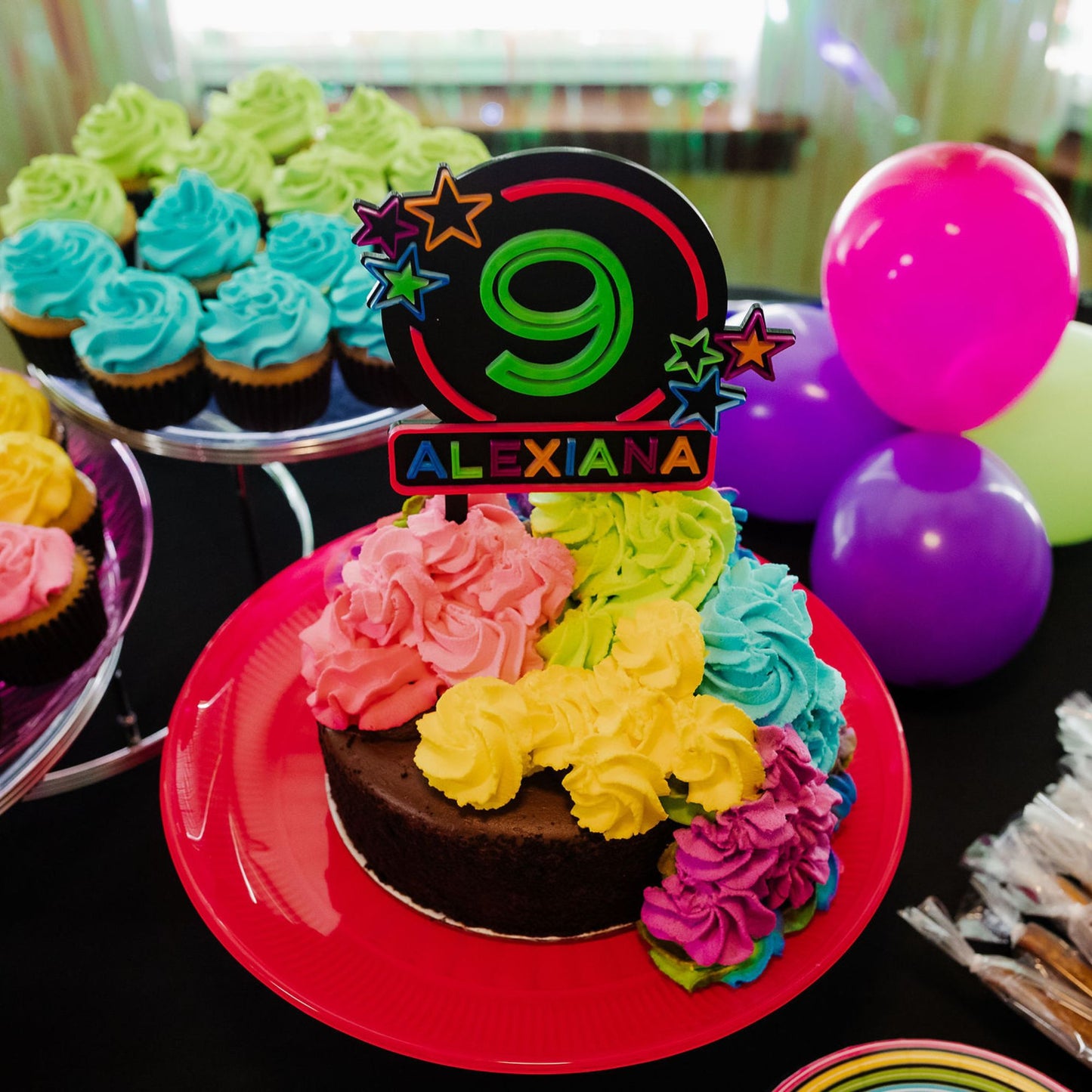 Neon Birthday Cake Topper
