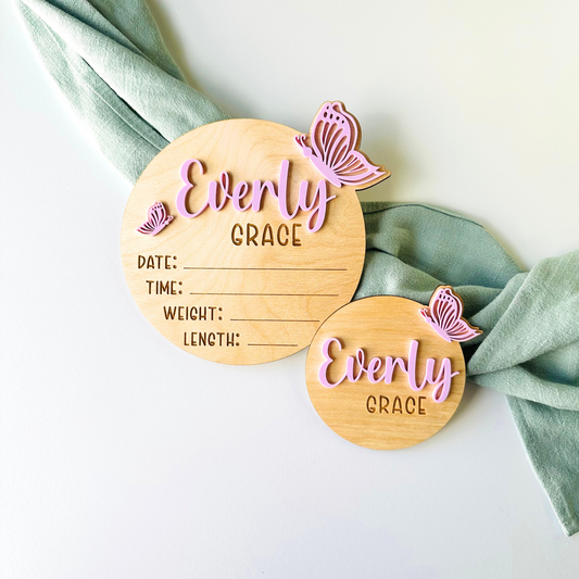 Butterfly Birth Announcement and Baby Name Sign
