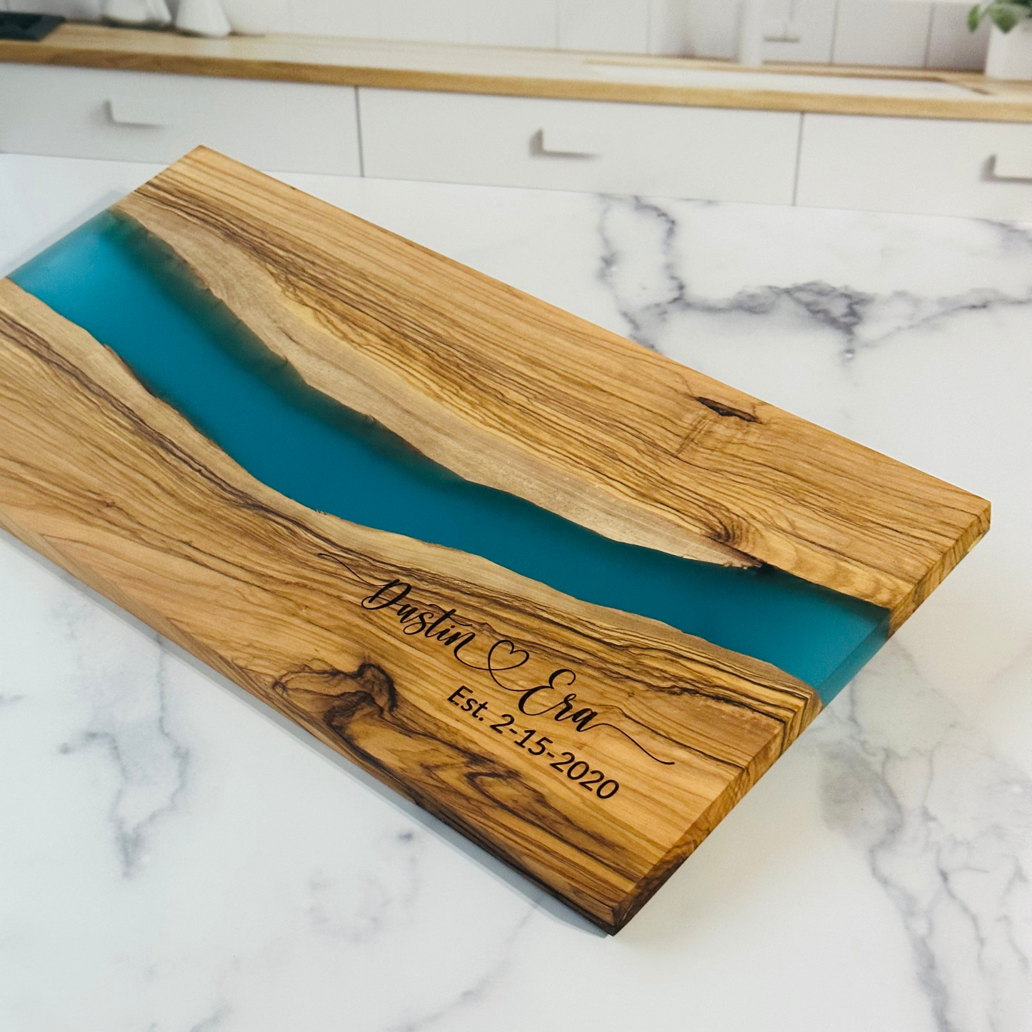 Resin and Olive Wood Personalized Cutting Board