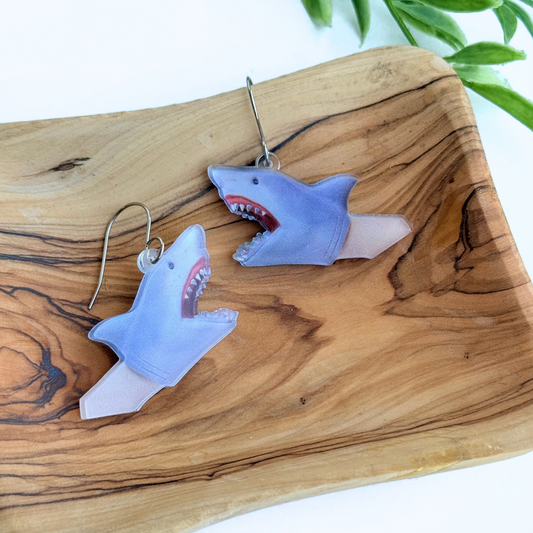 Shark Attack Shark Hand Puppet Earrings