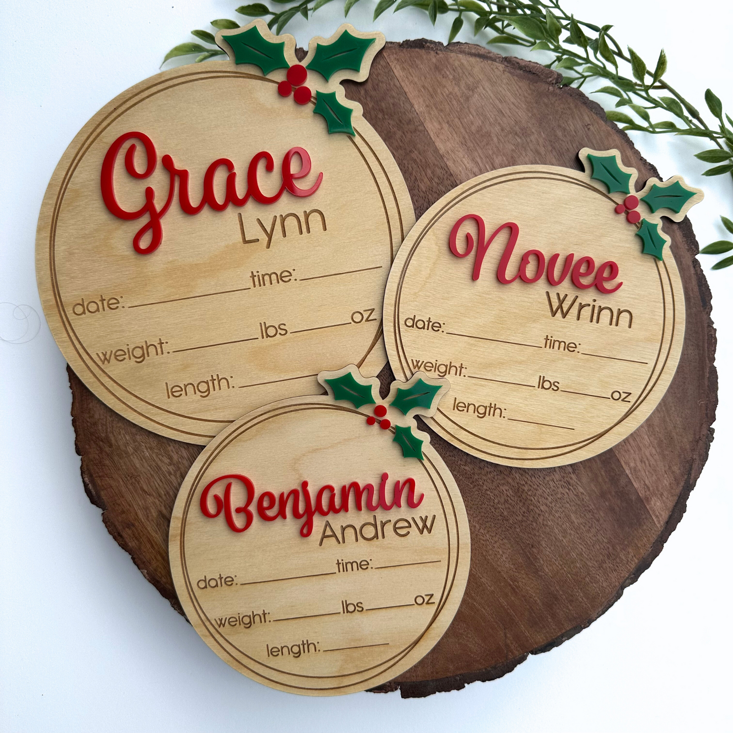 Christmas Baby Name Sign, Birth Announcement for Winter Baby