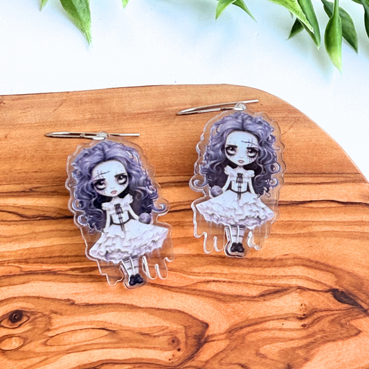 Spooky Cute and Creepy Doll Earrings, Halloween Earrings