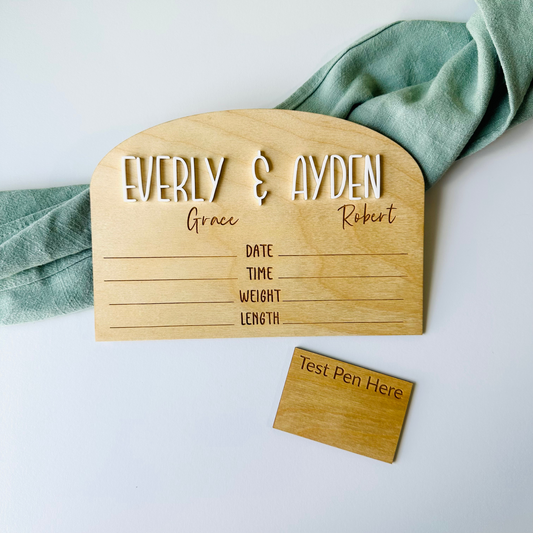 Twin Birth Stat Sign