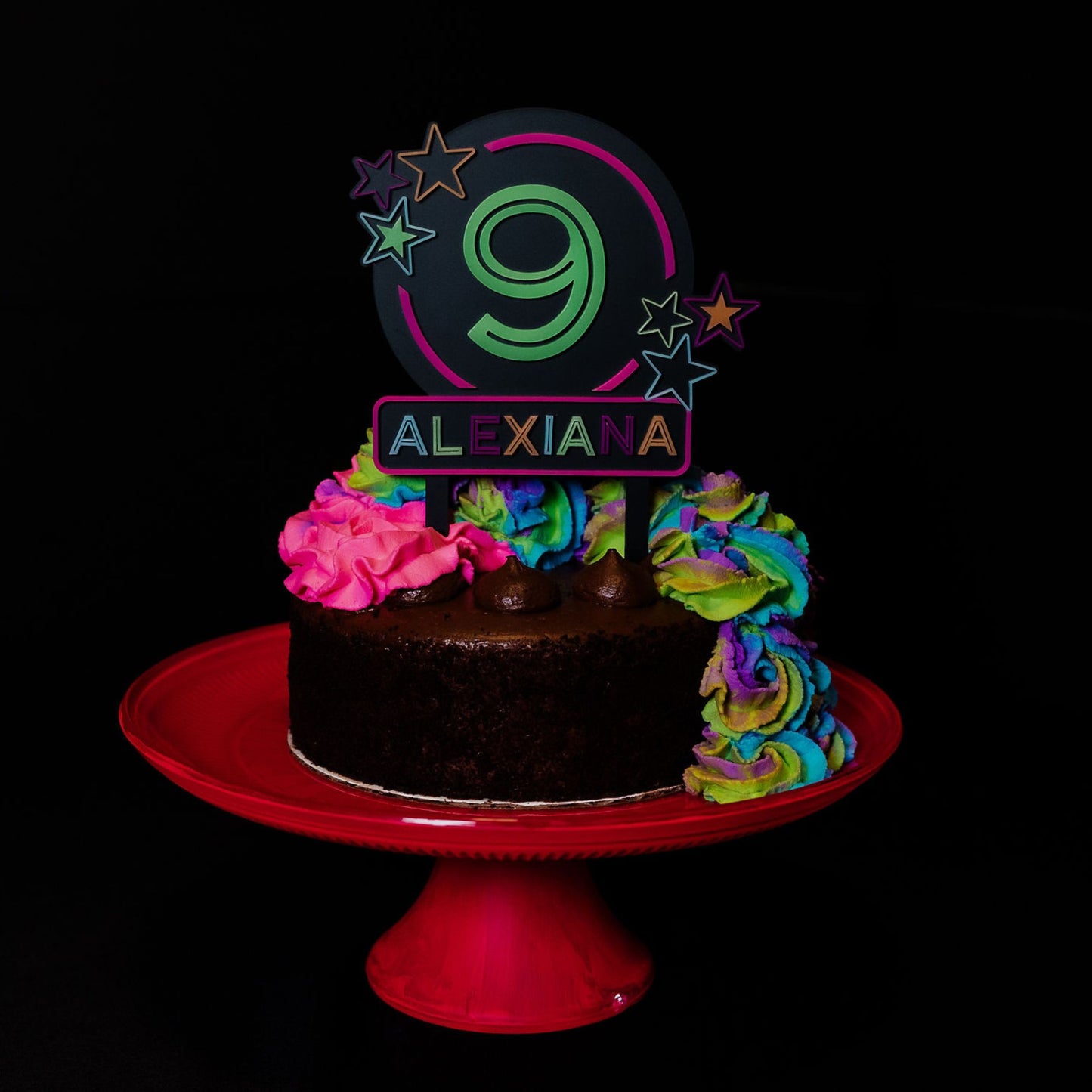 Neon Birthday Cake Topper