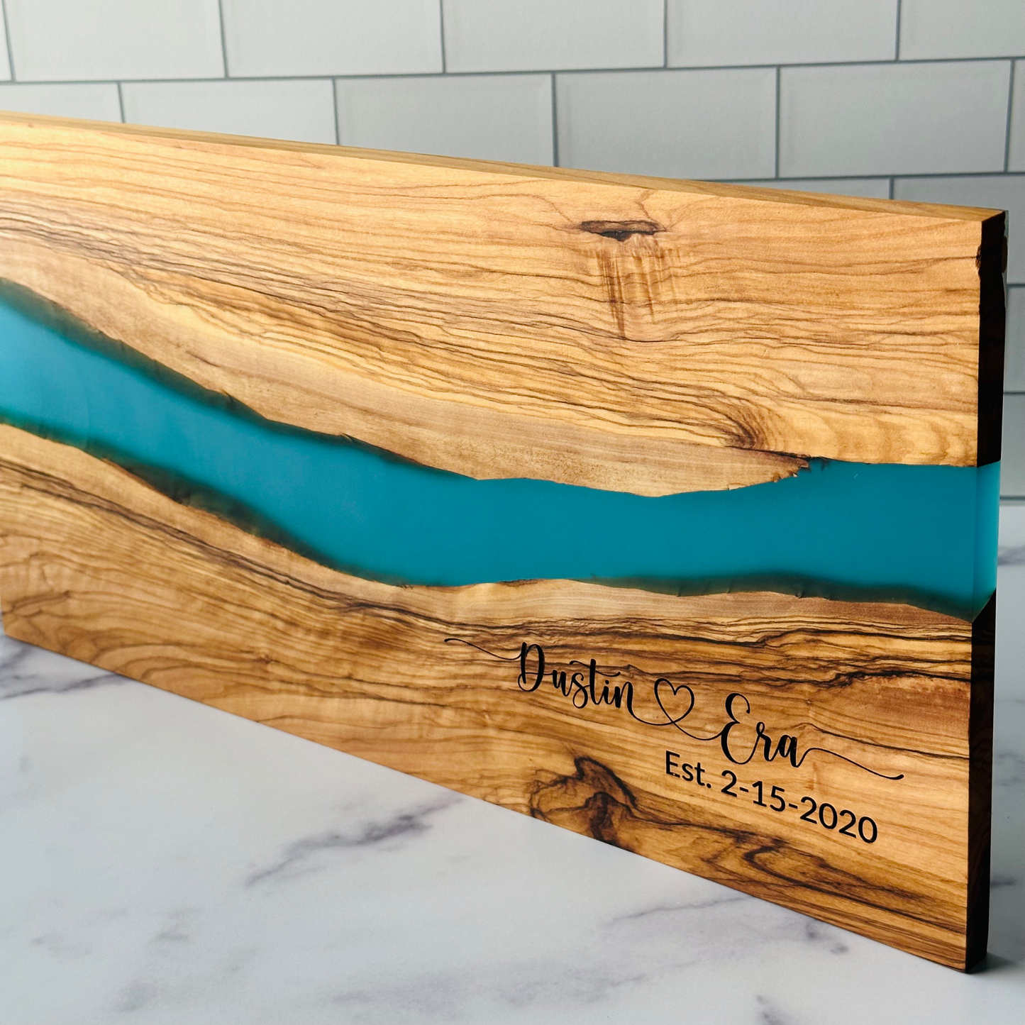 Resin and Olive Wood Personalized Cutting Board