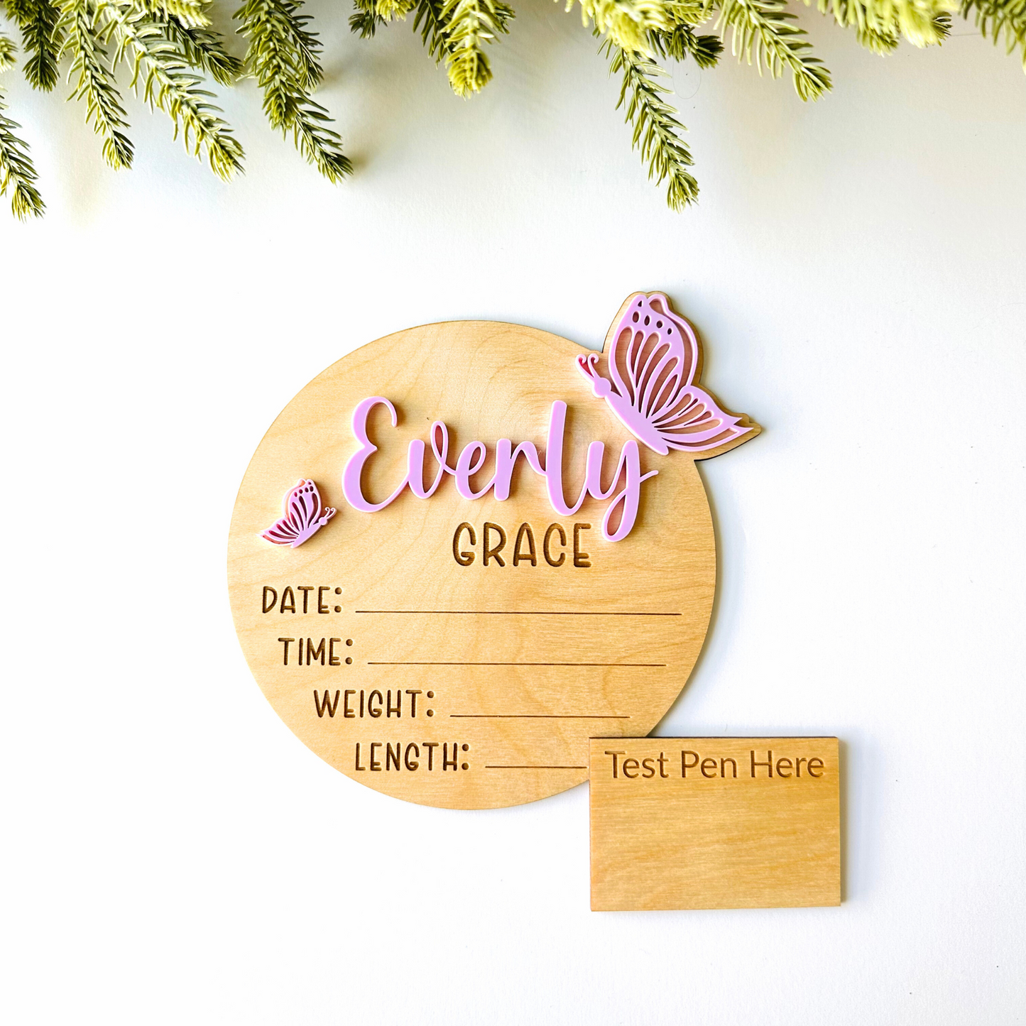 Butterfly Birth Announcement and Baby Name Sign