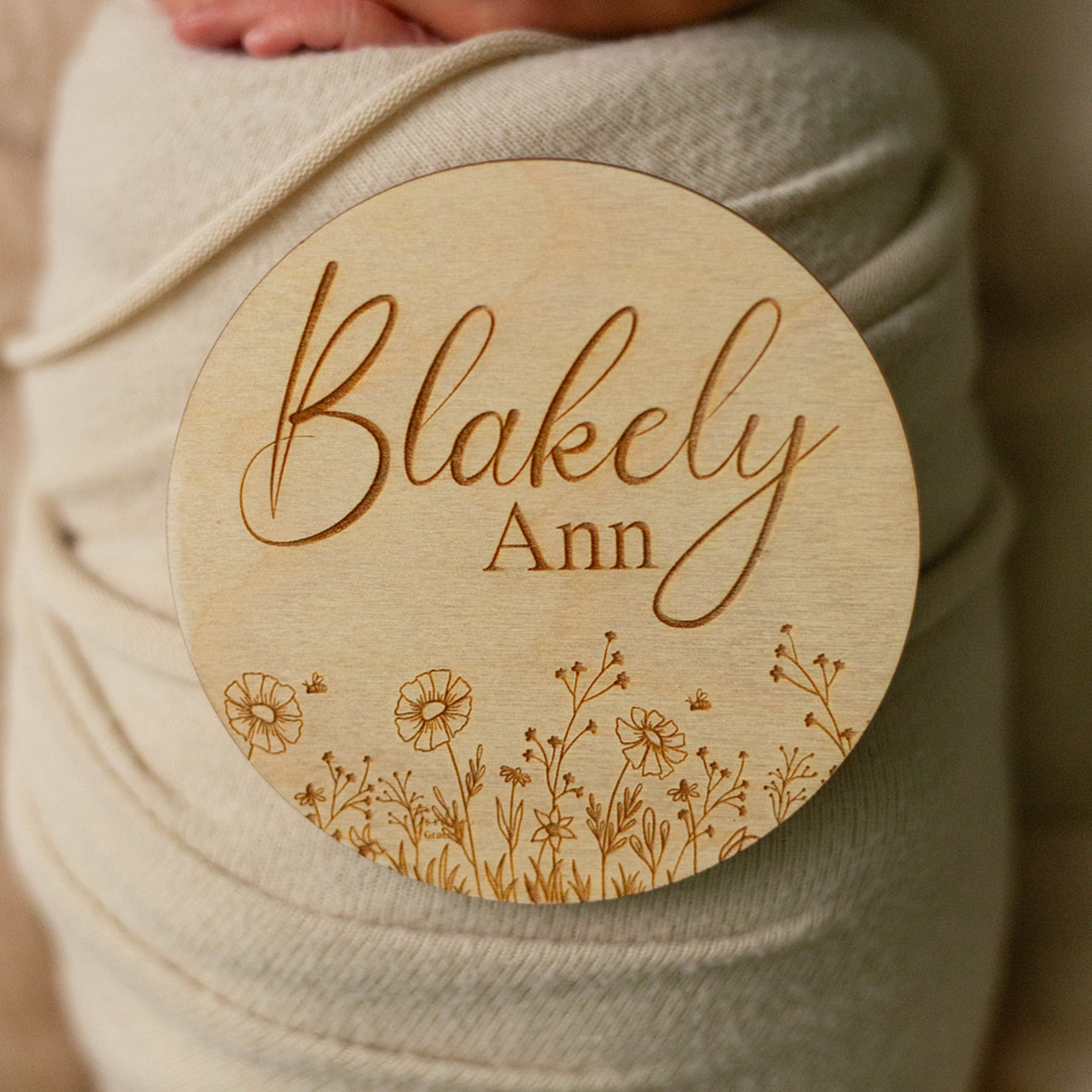 Blakely Ann Floral Name Sign