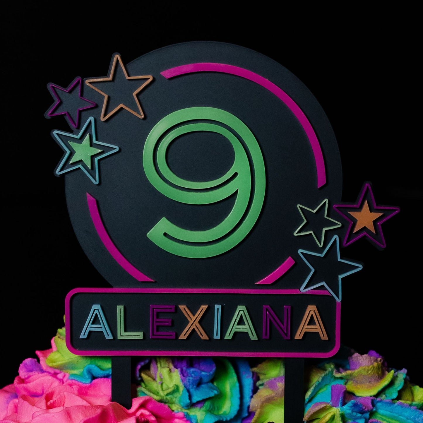 Neon Birthday Cake Topper
