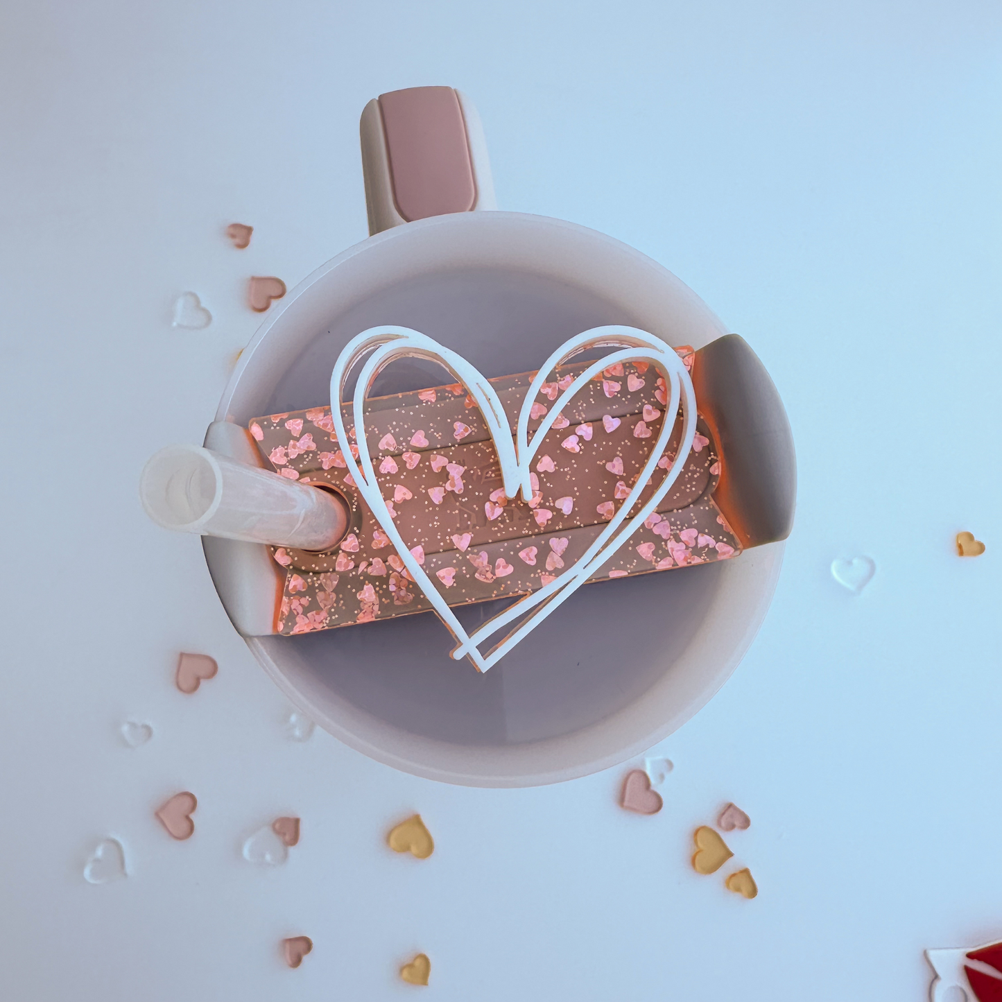 Heart Tumbler Topper, Valentines Tumbler Topper