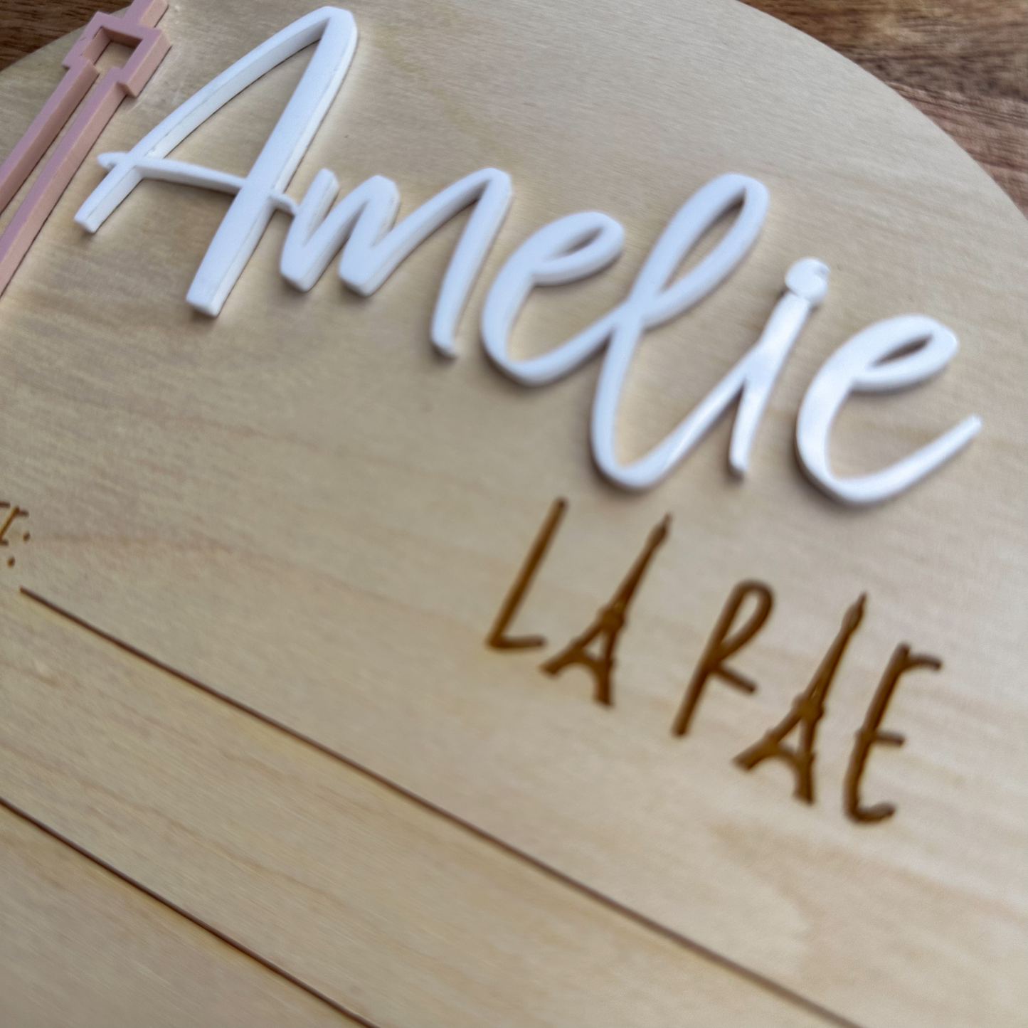Personalized Birth Announcement, Eiffel Tower Design, Newborn Keepsake, Nursery Decor for Baby Girl