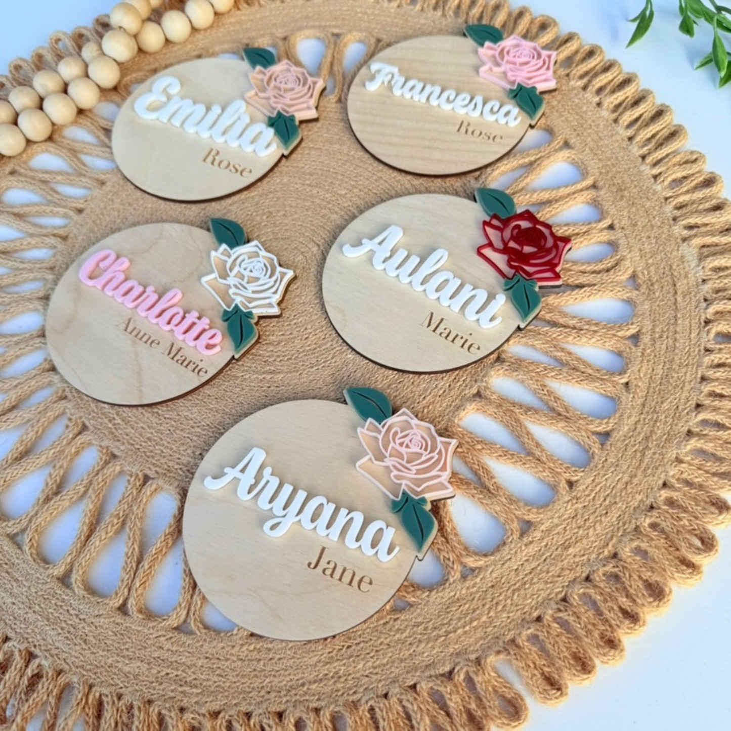 Rose Baby Announcement, Birth Stat and Name Sign for Baby Girl