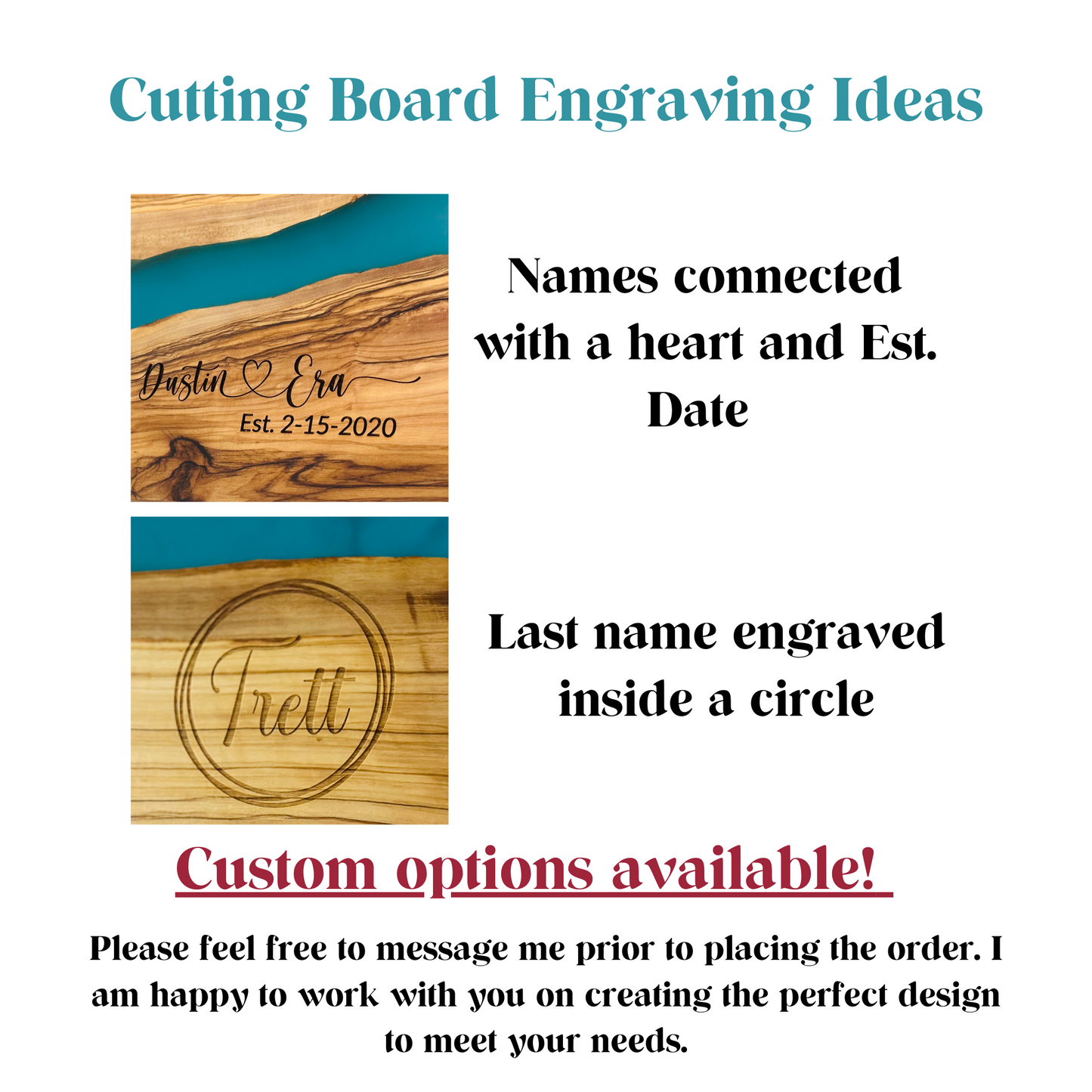 Resin and Olive Wood Personalized Cutting Board
