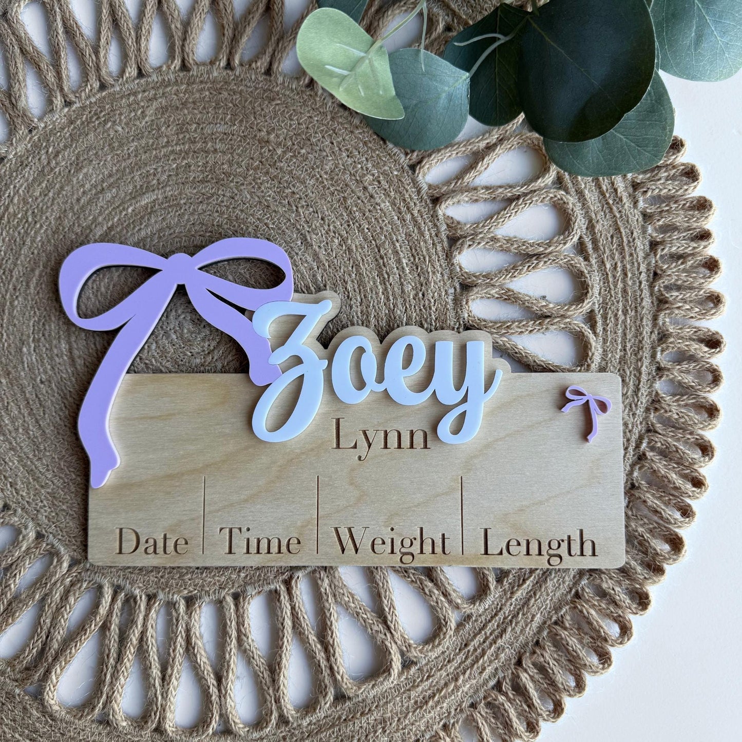 Personalized Butterfly Birth Announcement Sign: Wooden Plaque for Baby Birth Stats