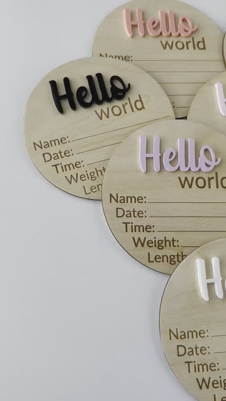 Hello World Birth Announcement, Baby Birth Stats Sign, Newborn Photo Prop