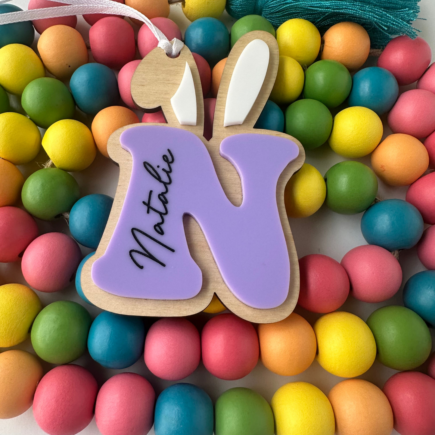 Easter Basket Gift Tags, Alphabet Letters with Bunny Ears