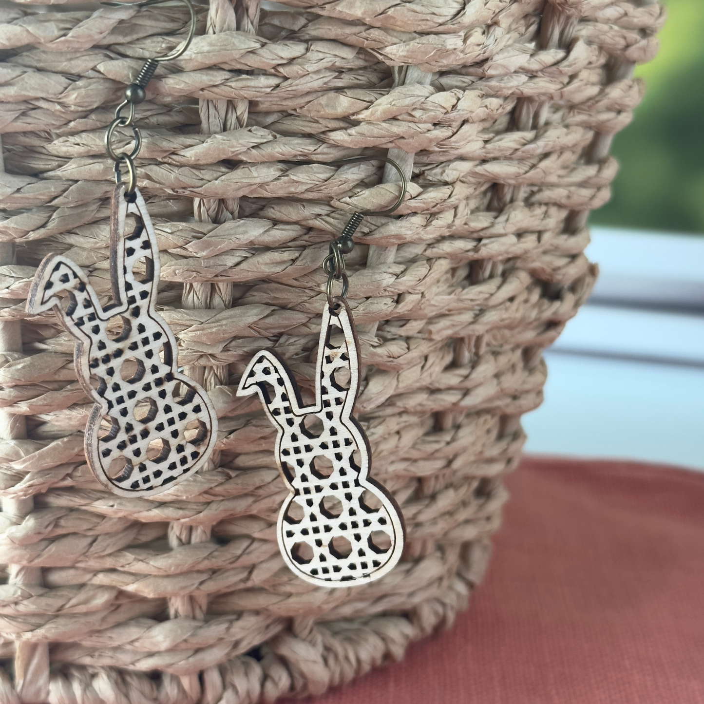 Rattan Style Easter Bunny Earrings