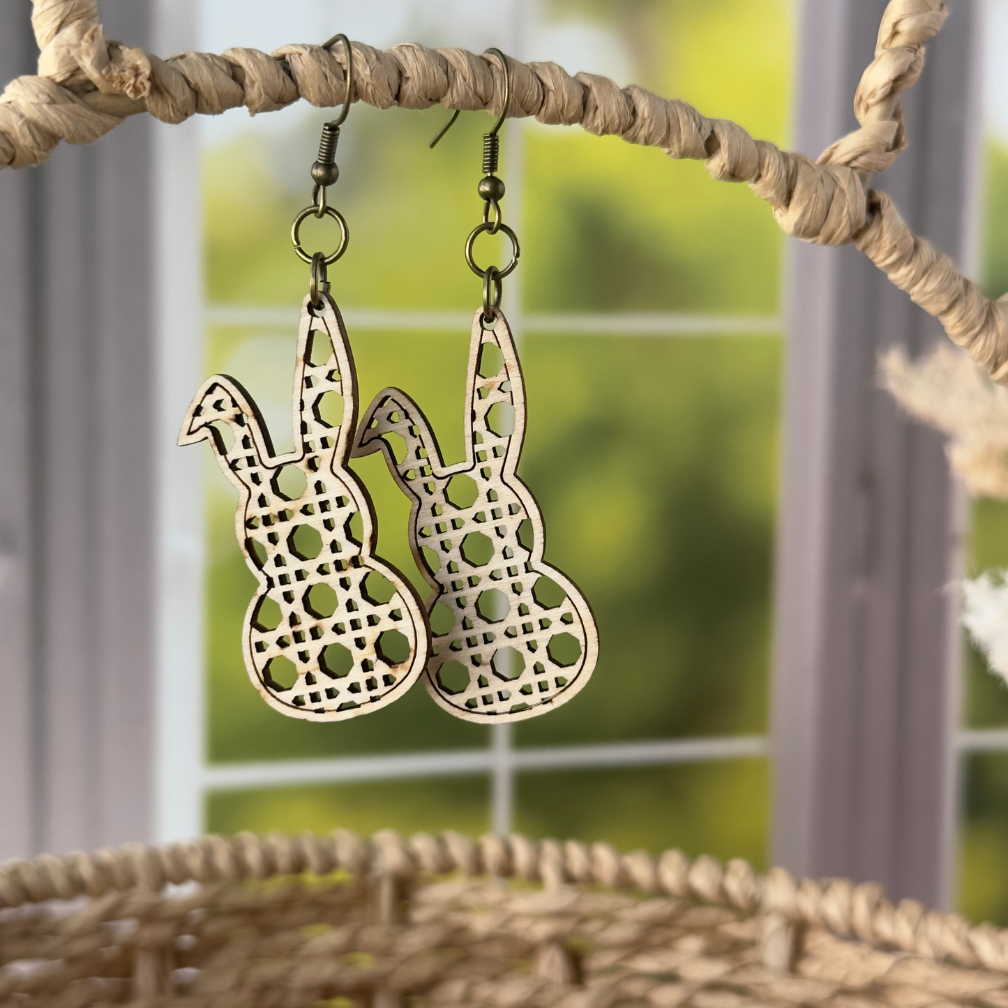 Rattan Style Easter Bunny Earrings