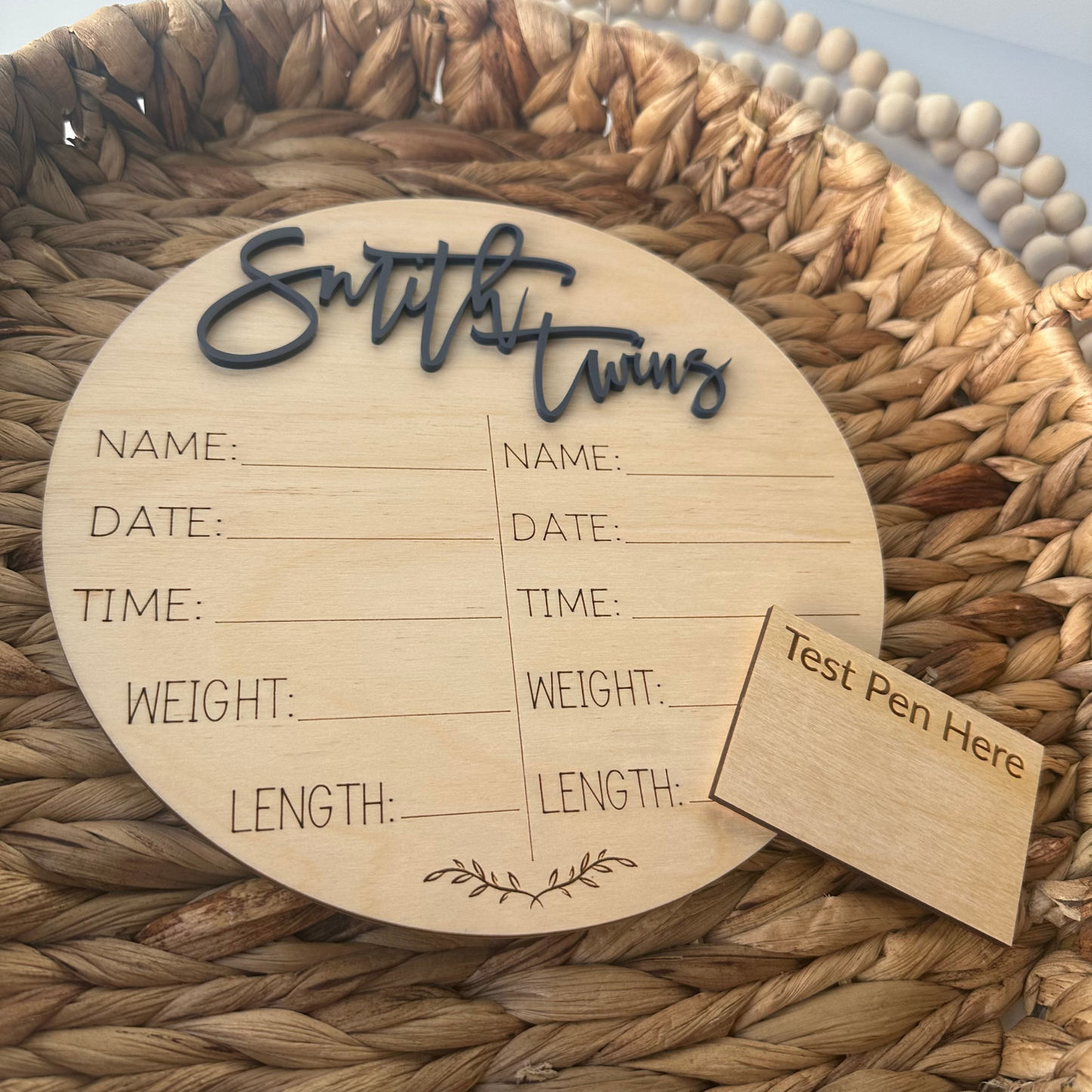 Twins Birth Stat Sign, Twin Baby Gift, Newborn Keepsake, Birth Announcement Sign