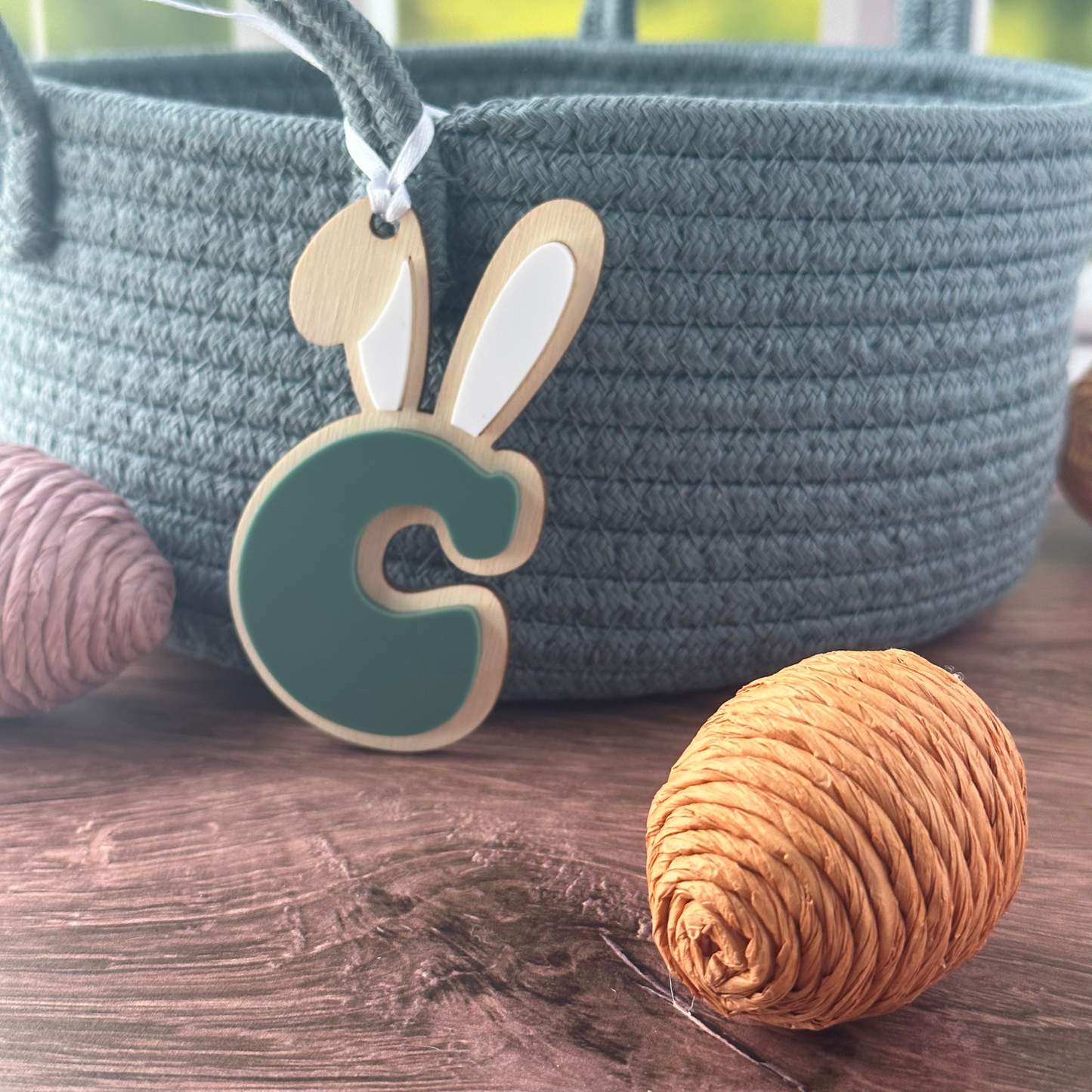 Easter Basket Gift Tags, Alphabet Letters with Bunny Ears