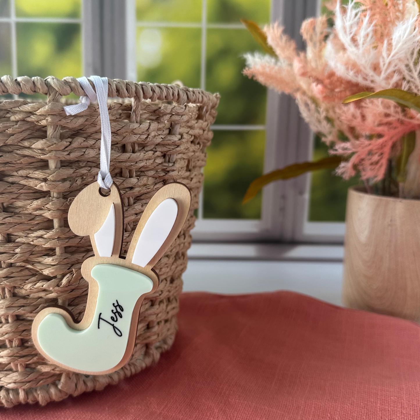 Easter Basket Initial Tag, Easter Basket Gift Tag