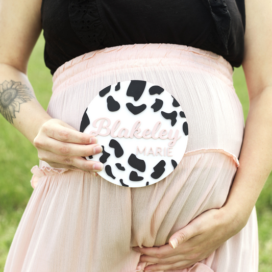 Cow Print Acrylic Name Sign