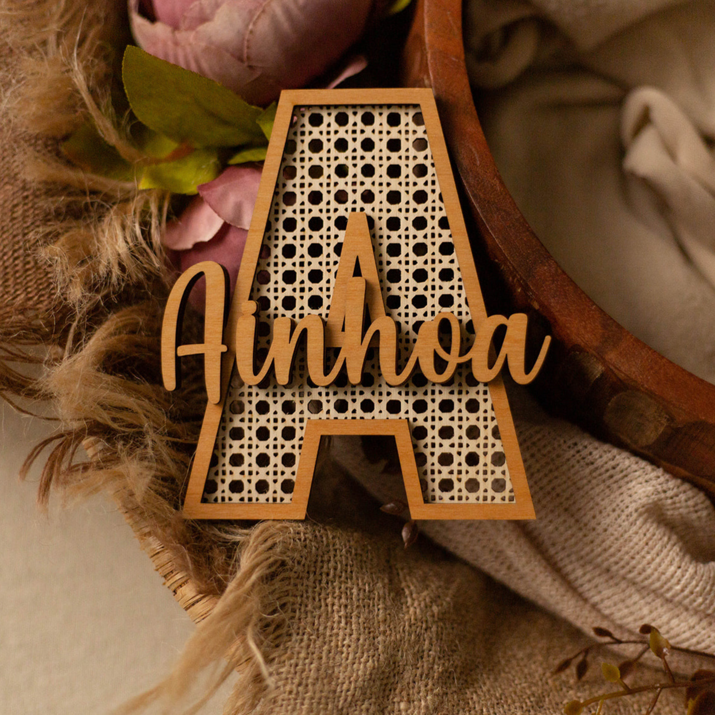 Rattan Cane Style Name Sign