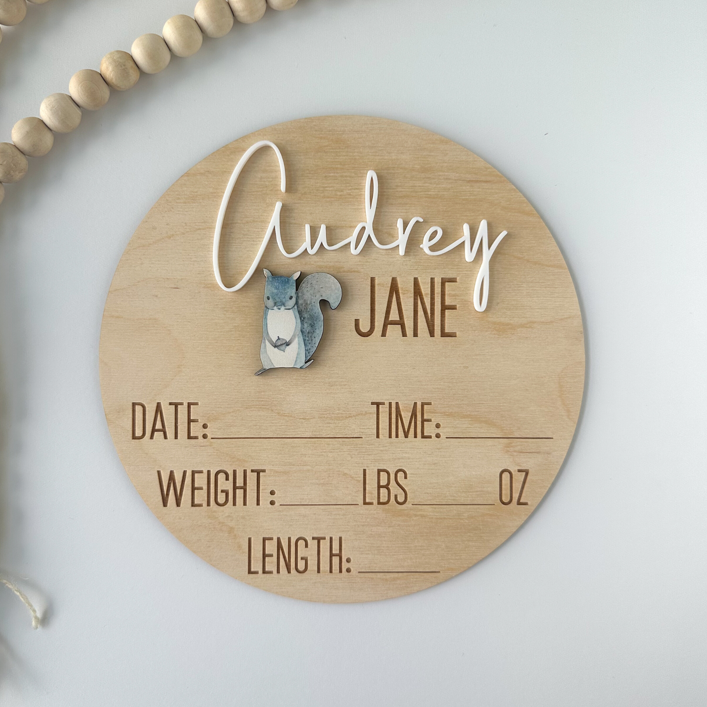 Woodland Animal Birth Announcement
