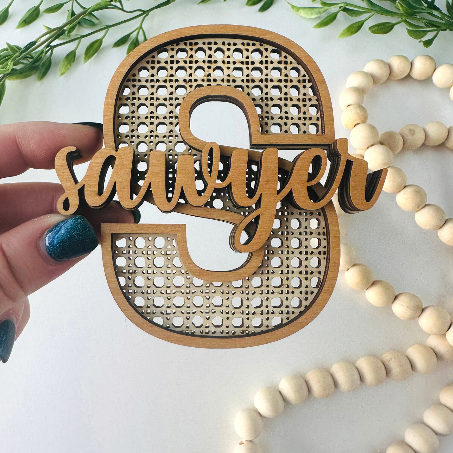 Rattan Cane Style Name Sign