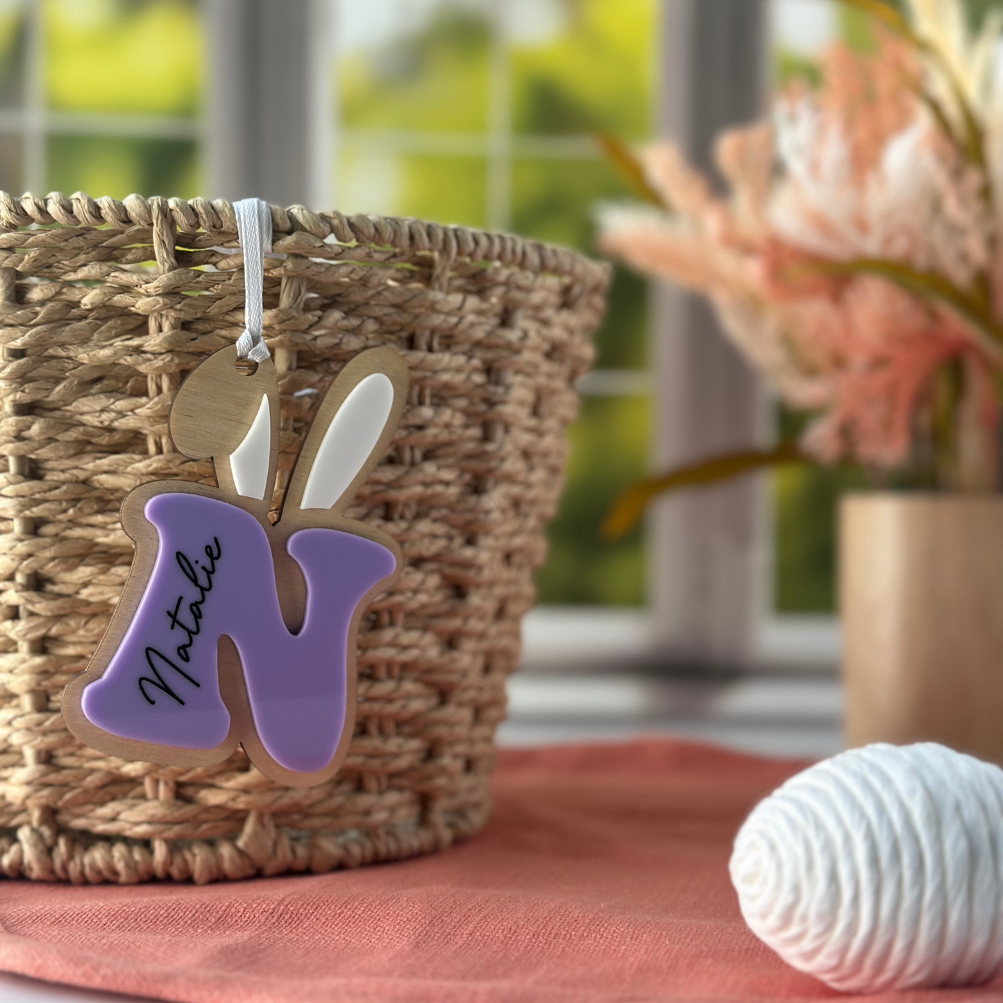 Easter Basket Initial Tag, Easter Basket Gift Tag