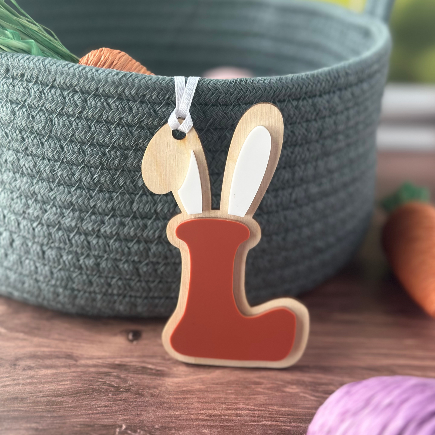 Easter Basket Gift Tags, Alphabet Letters with Bunny Ears