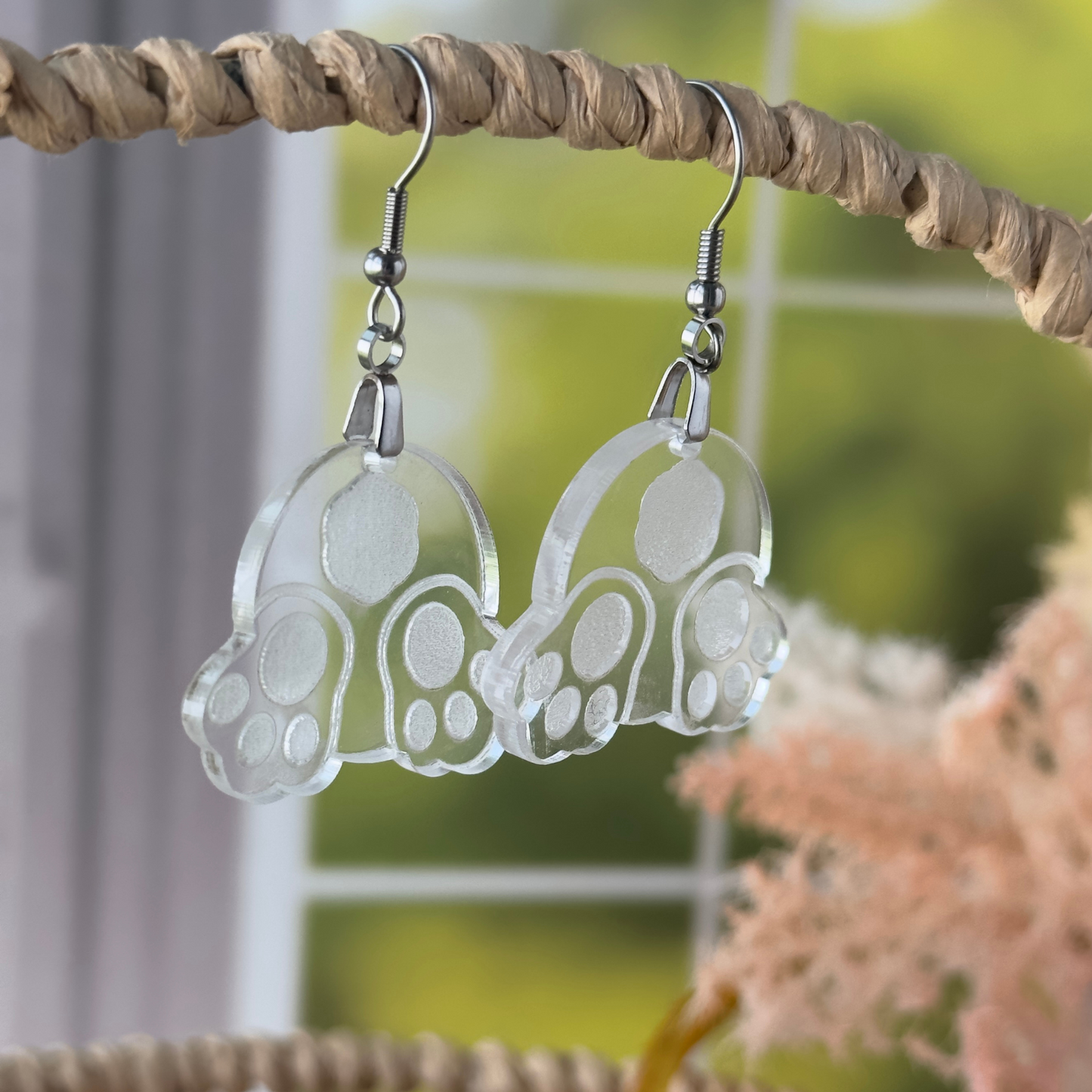 Clear Acrylic Bunny Butt Earrings