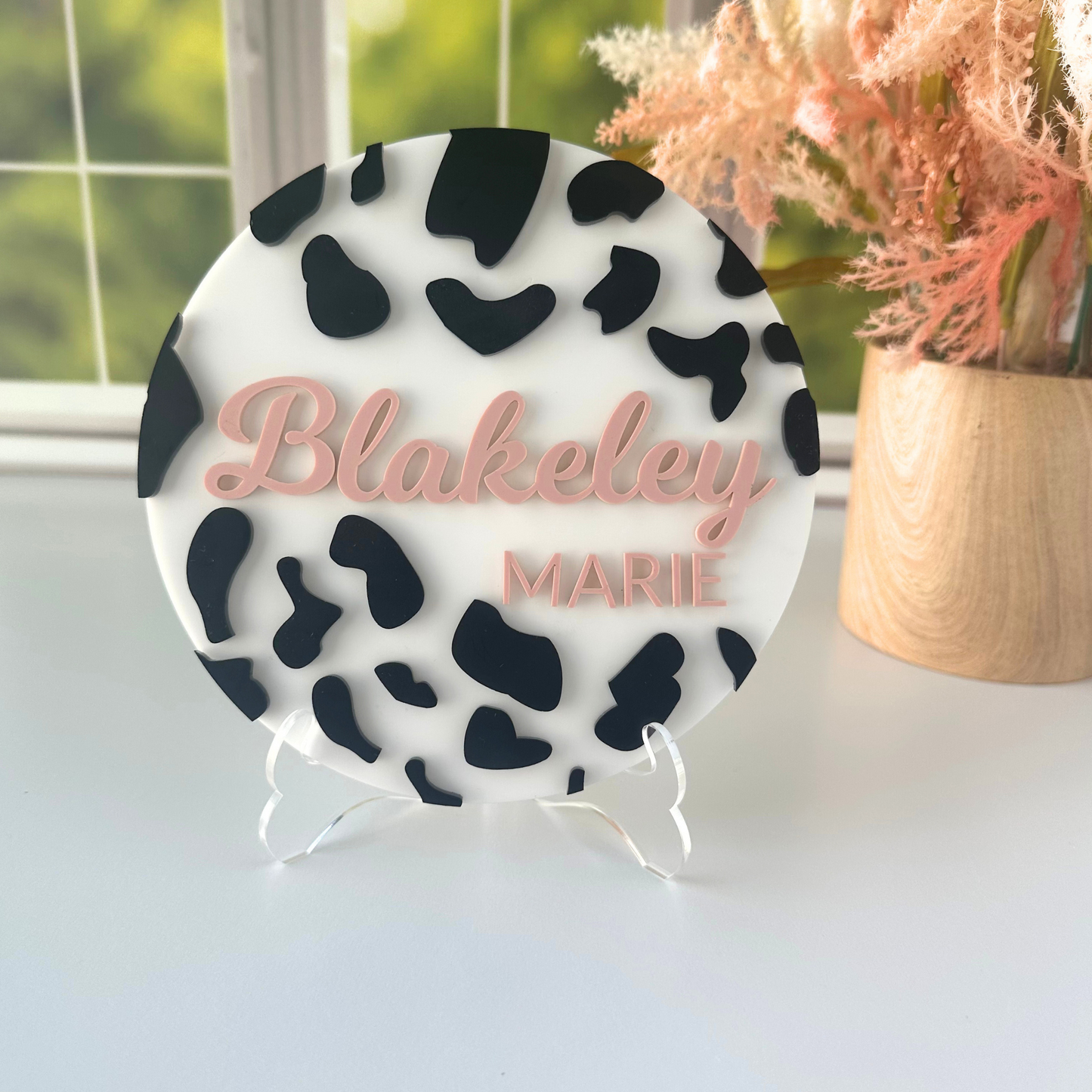 Cow Print Acrylic Name Sign