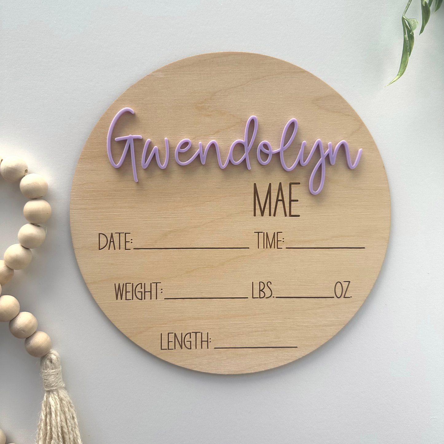 Birth Stats Sign, Various Sizes Available