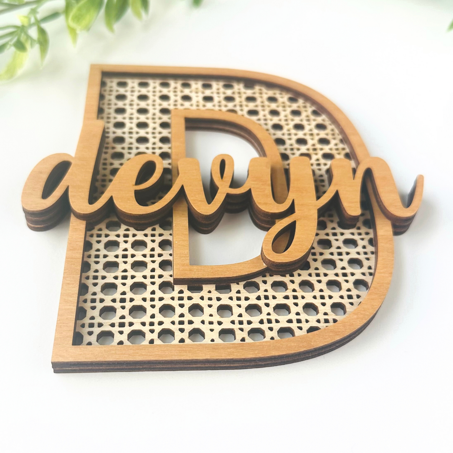 Rattan Cane Style Name Sign