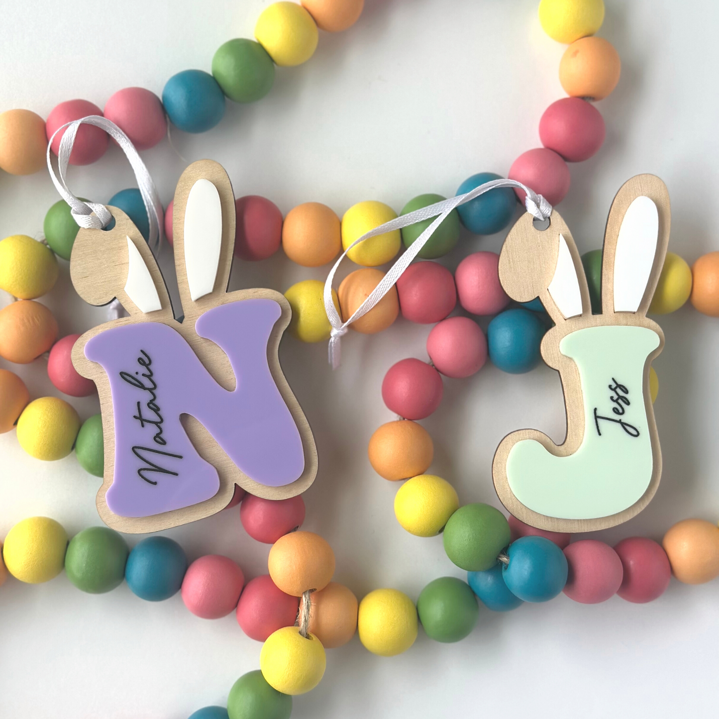 Easter Basket Gift Tags, Alphabet Letters with Bunny Ears