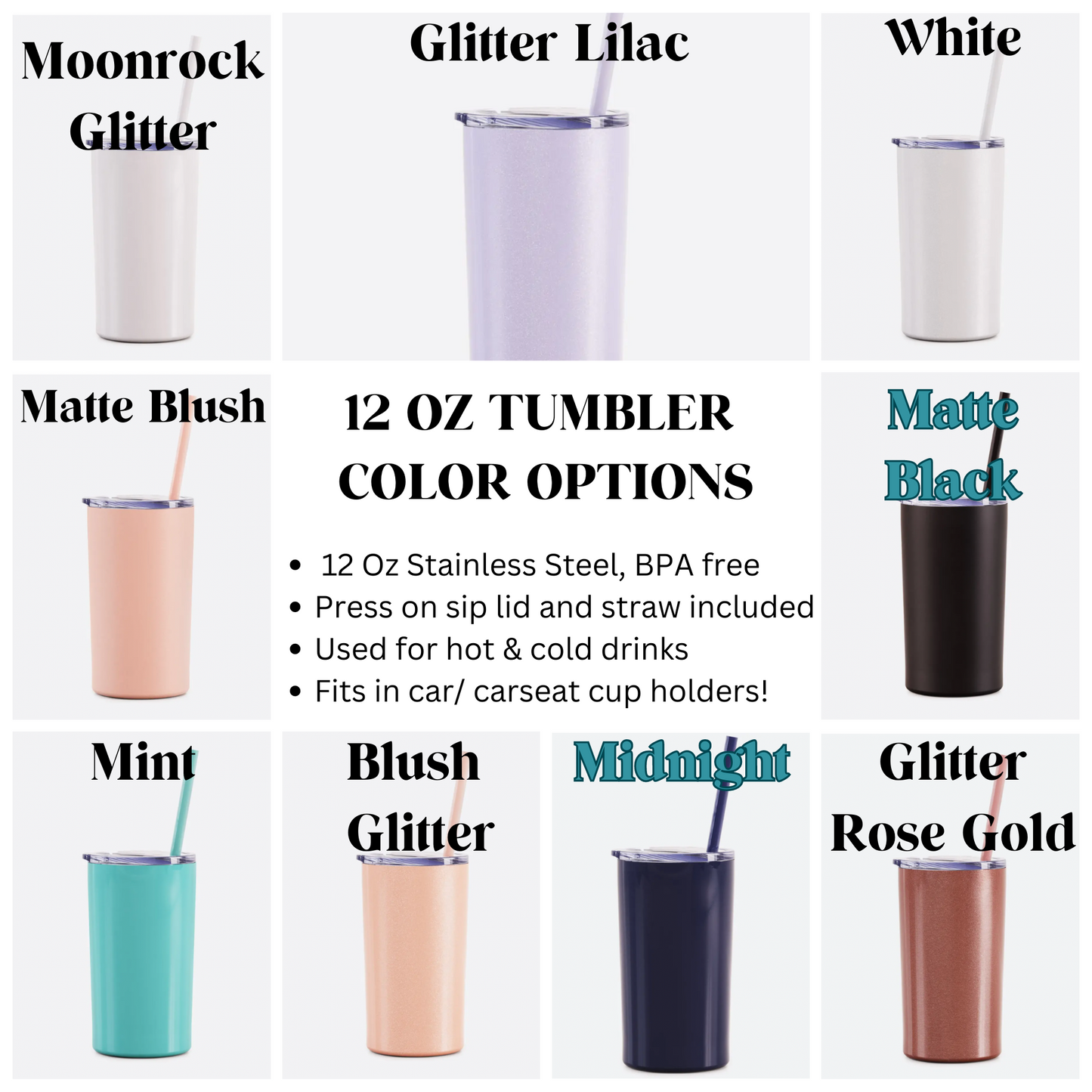 12 oz Skinny Tumbler, Custom Name