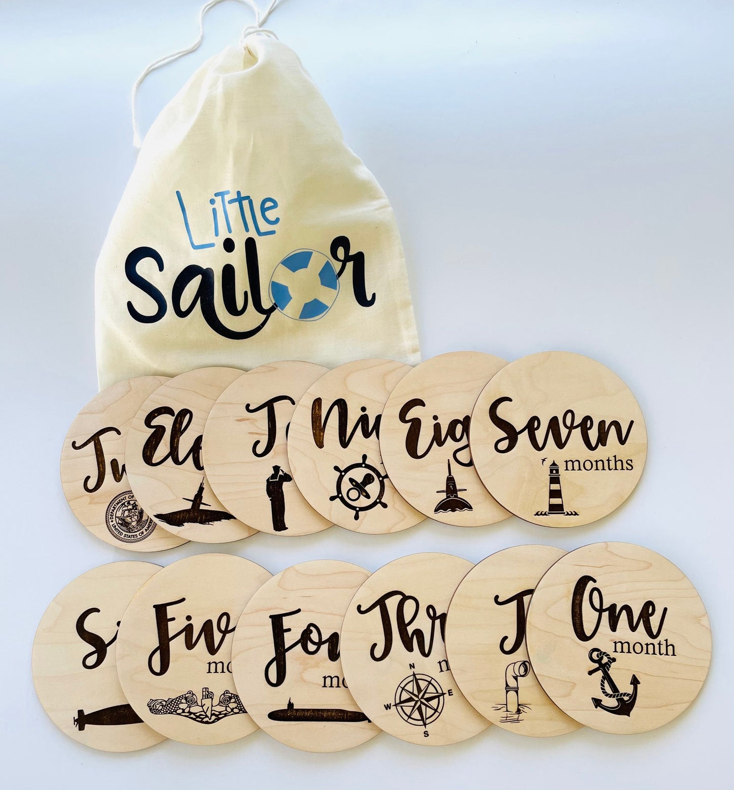 Submariner Theme Baby Milestone and Birth Announcement Set