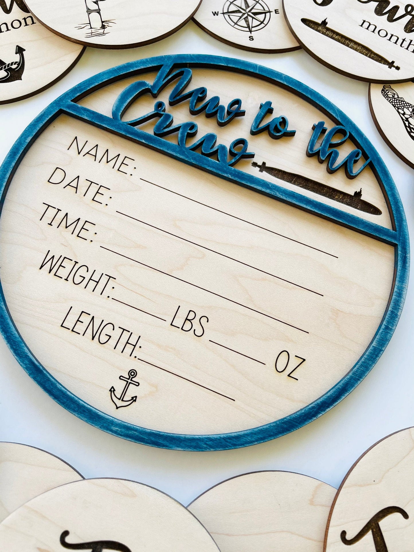 Submariner Theme Baby Milestone and Birth Announcement Set