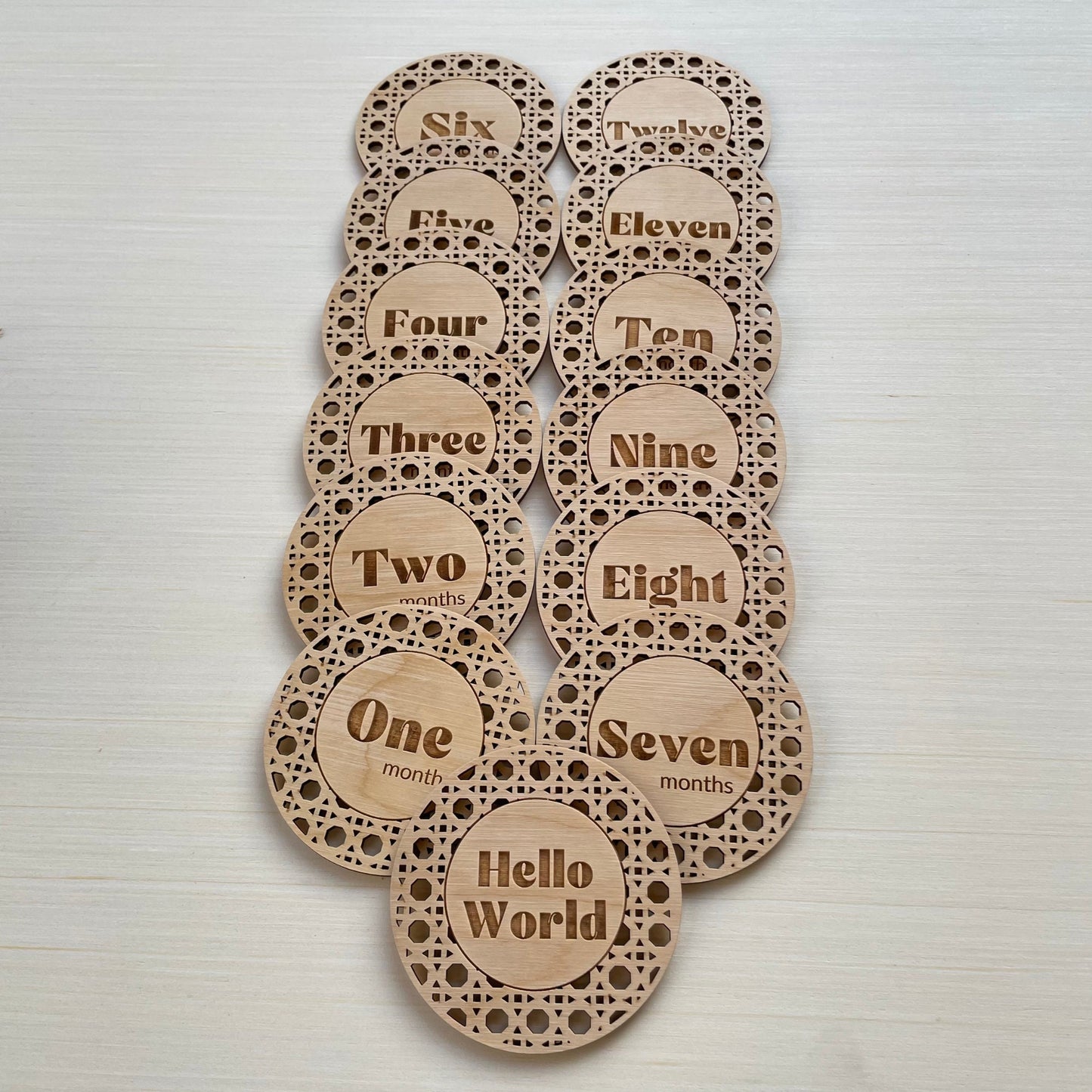 Rattan Style Monthly Milestone Cards