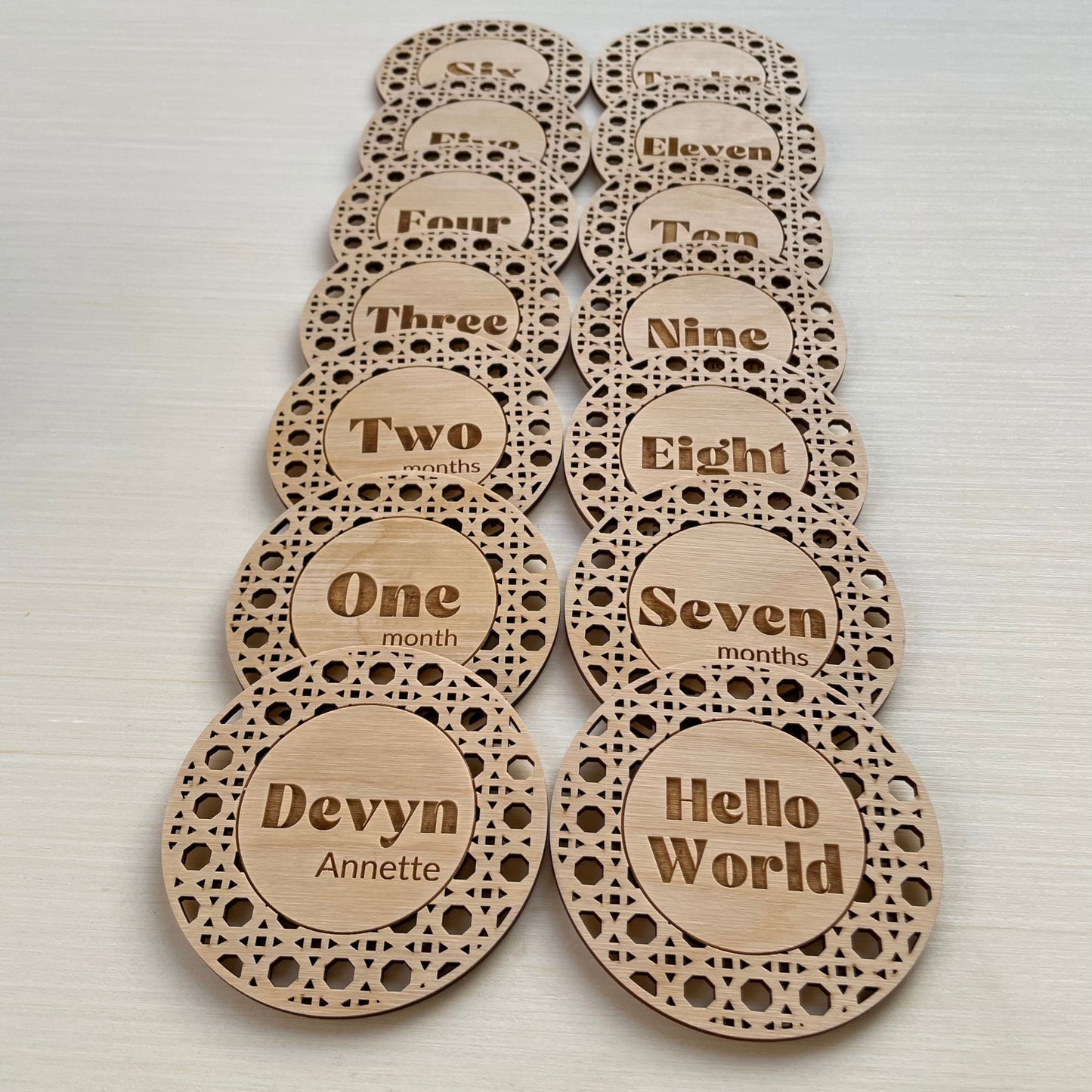 Rattan Style Monthly Milestone Cards
