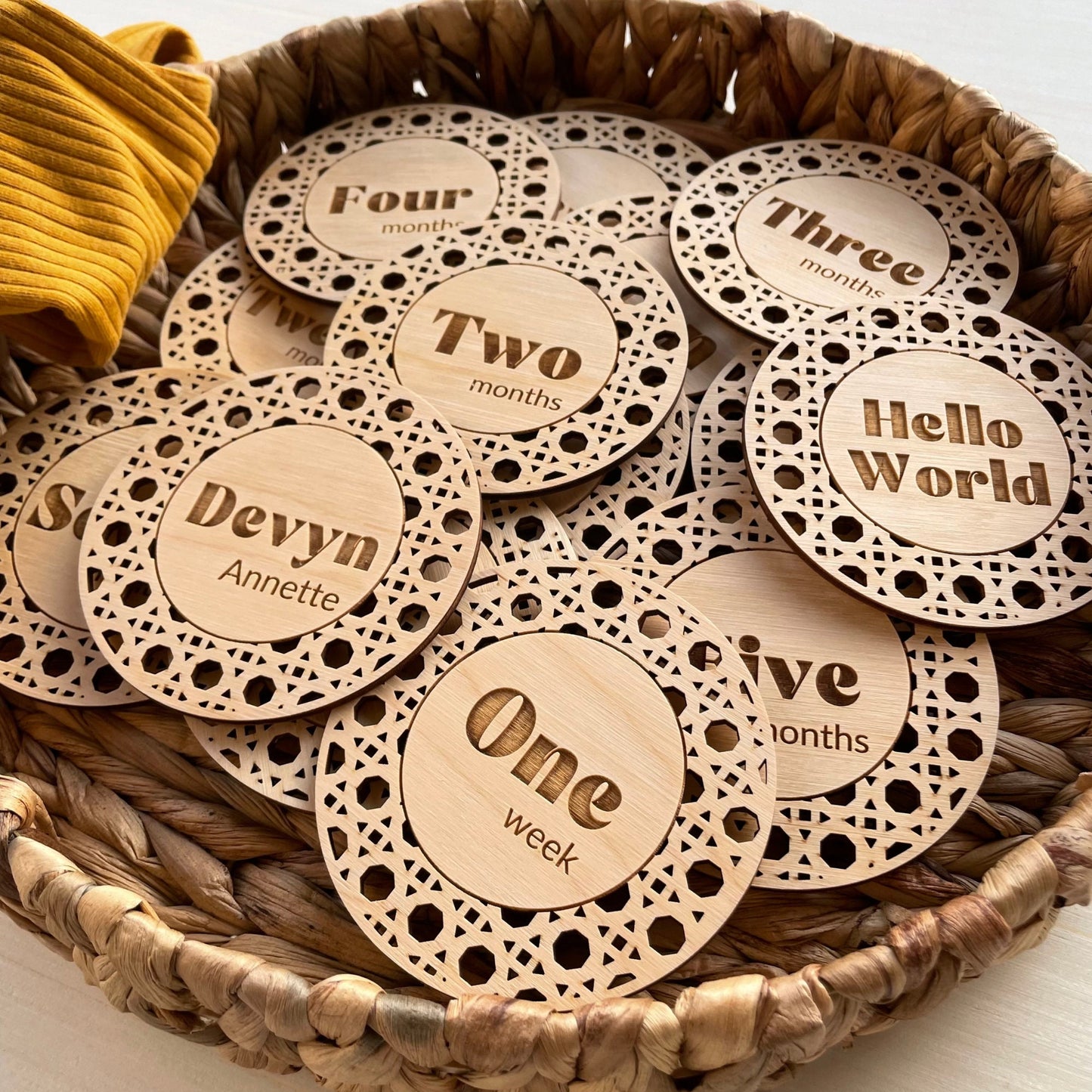 Rattan Style Monthly Milestone Cards