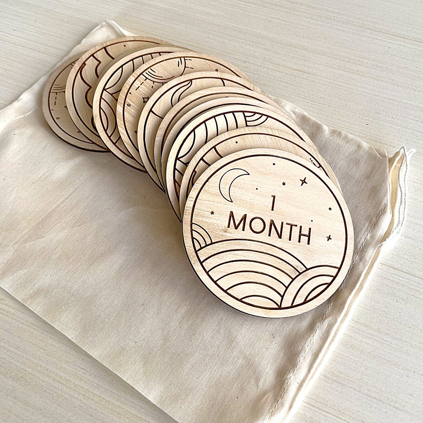 Engraved Boho Style Baby Milestone Cards
