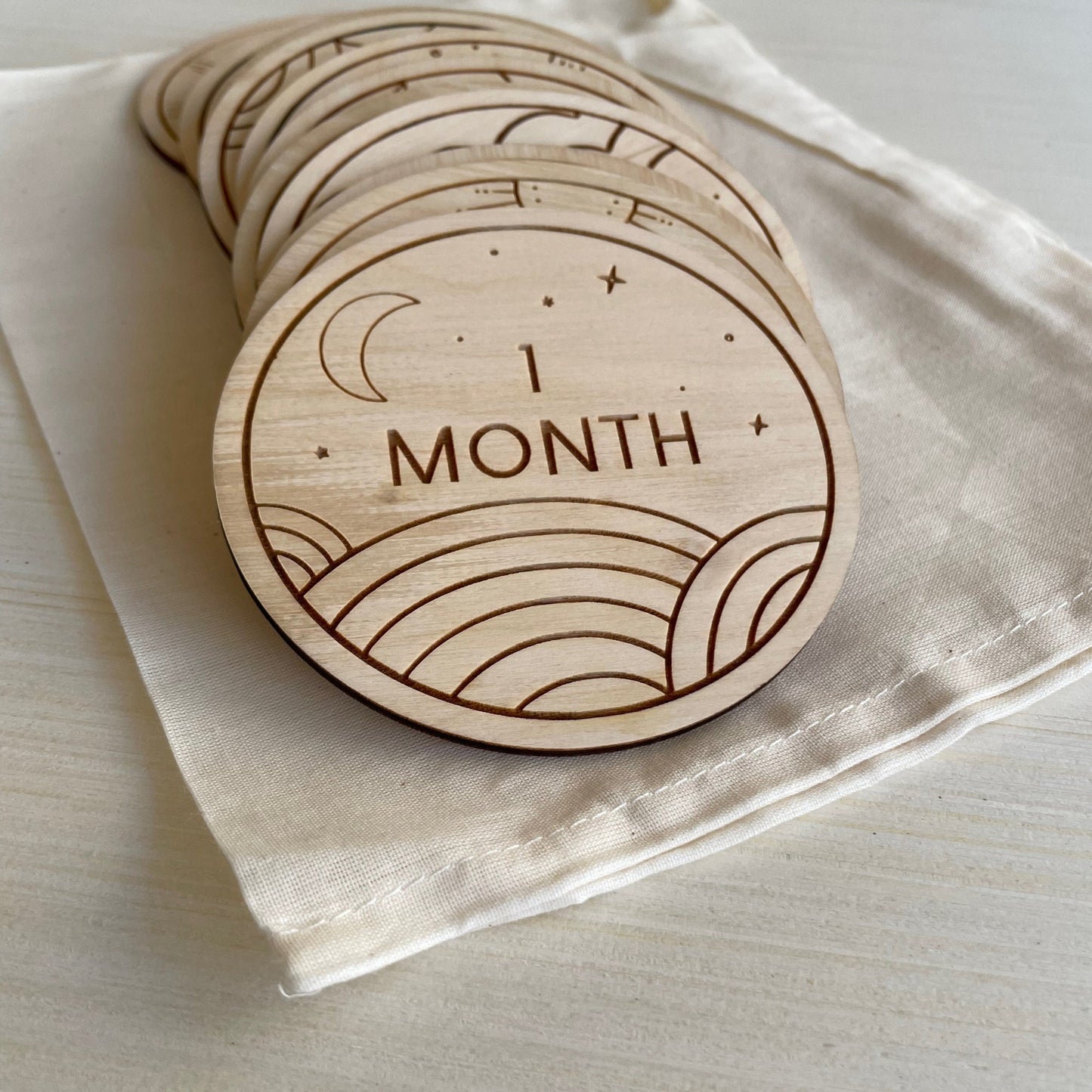 Engraved Boho Style Baby Milestone Cards