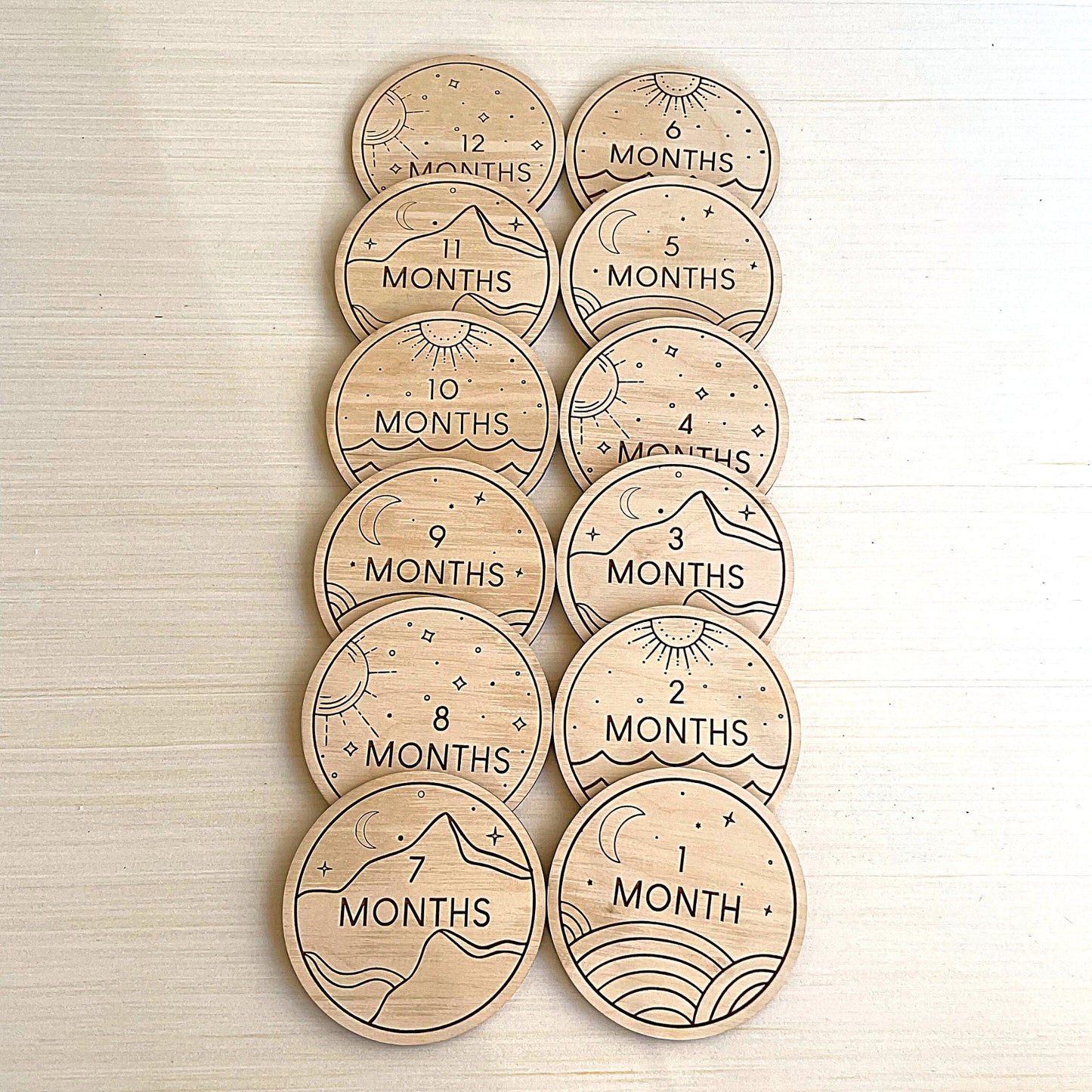 Engraved Boho Style Baby Milestone Cards