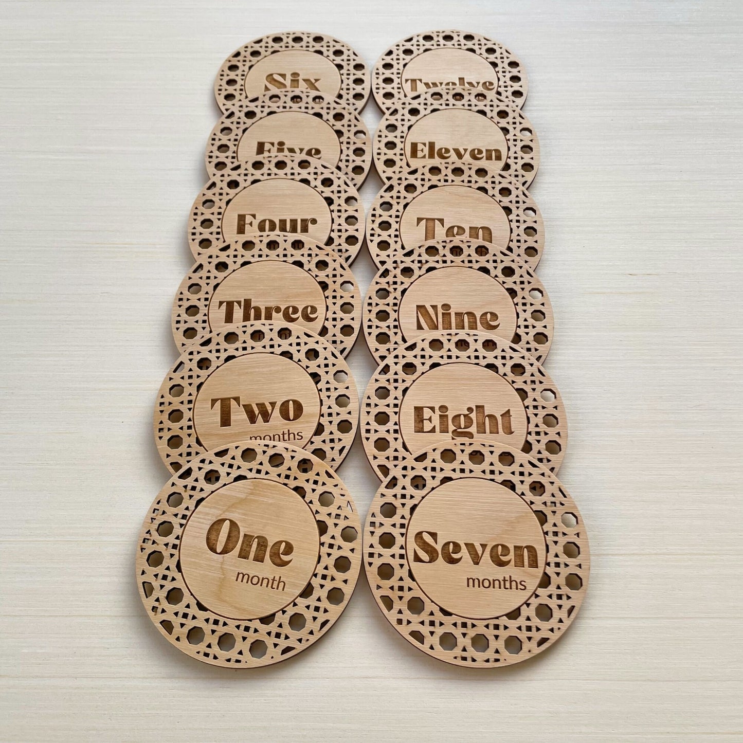 Rattan Style Monthly Milestone Cards