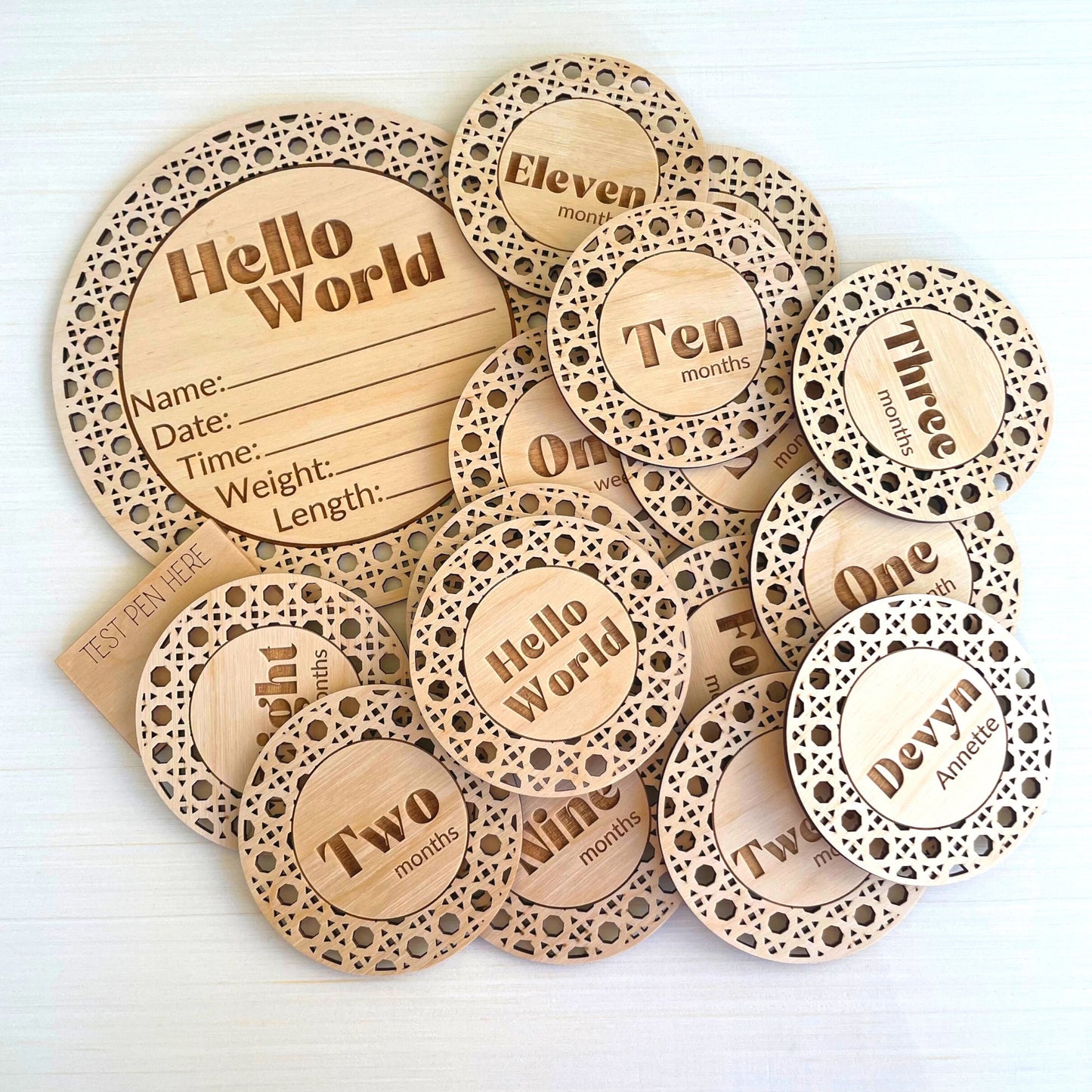 Rattan Style Monthly Milestone Cards