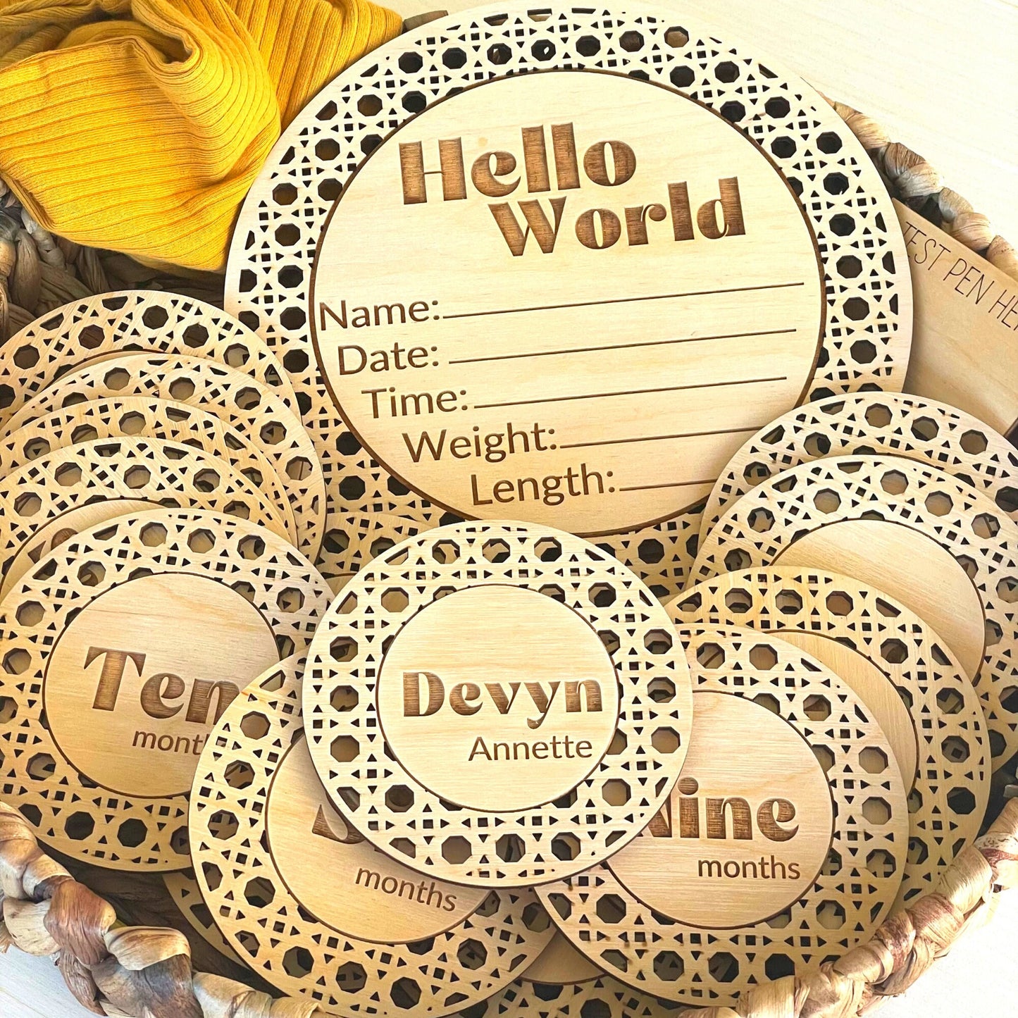 Rattan Style Monthly Milestone Cards