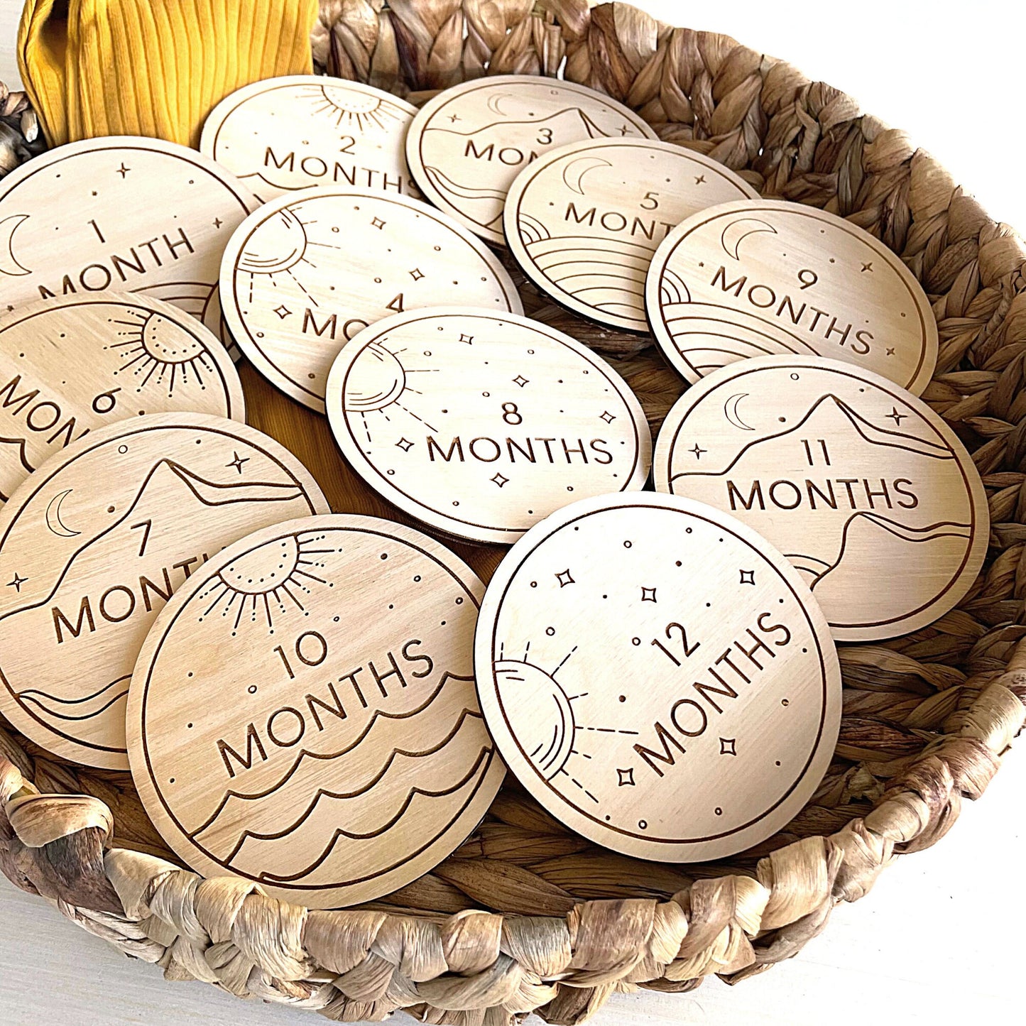 Engraved Boho Style Baby Milestone Cards